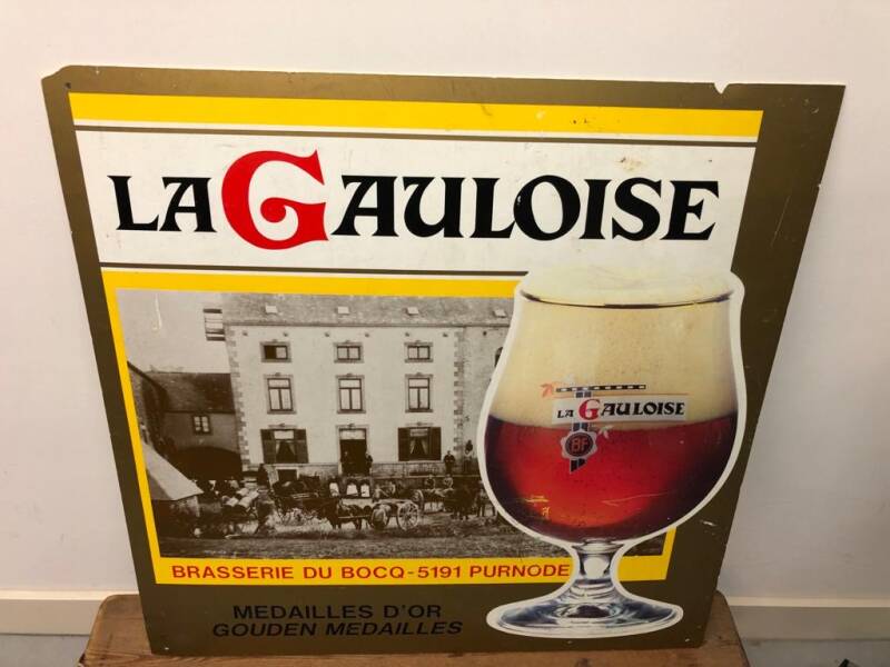 Oud reclame bord La Gauloise bier - Brocante bij Ingie