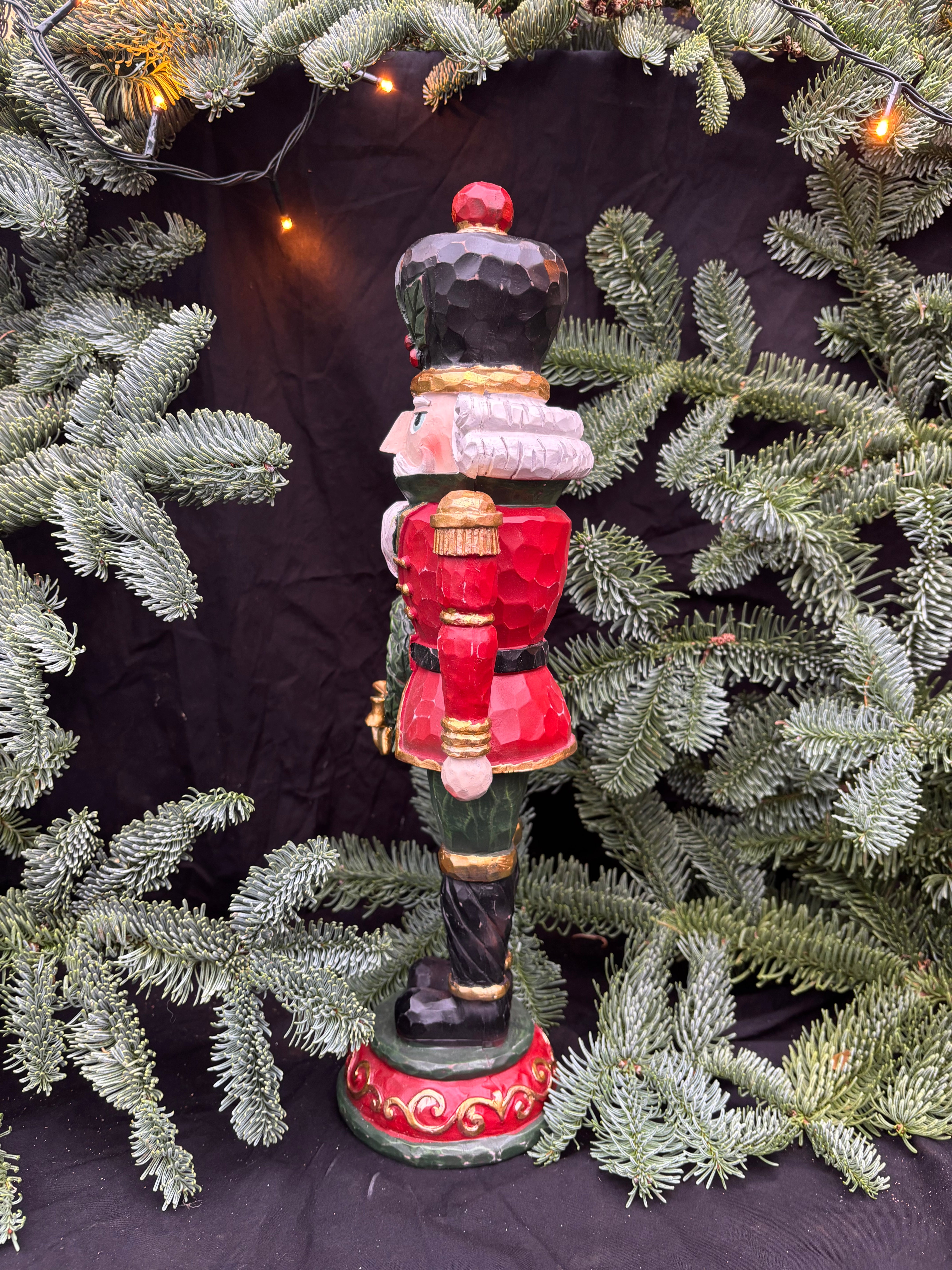 Grote notenkraker van hout met  kerst met krans - Brocante bij Ingie