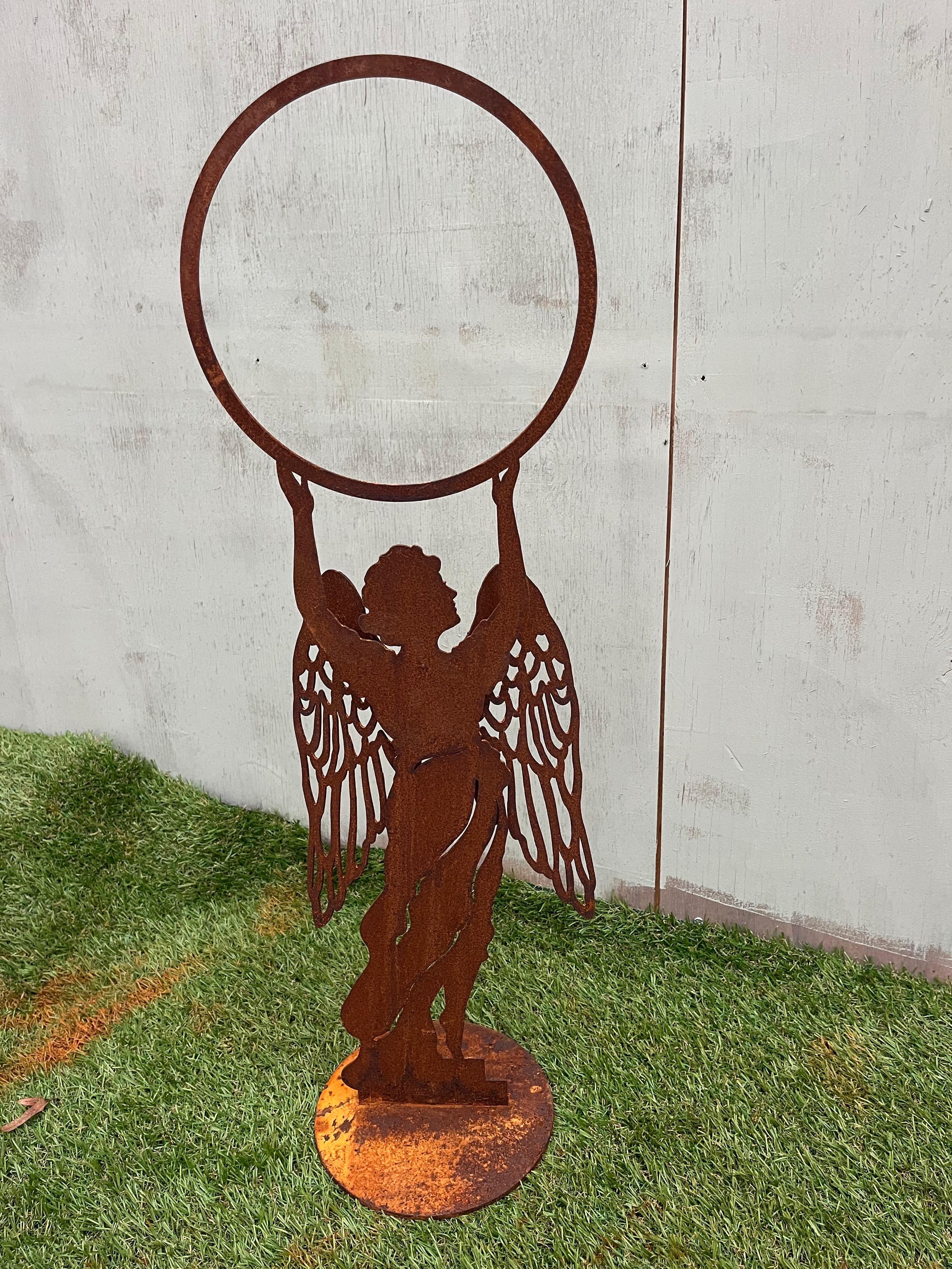 Engel met ring van eco roest - Brocante bij Ingie
