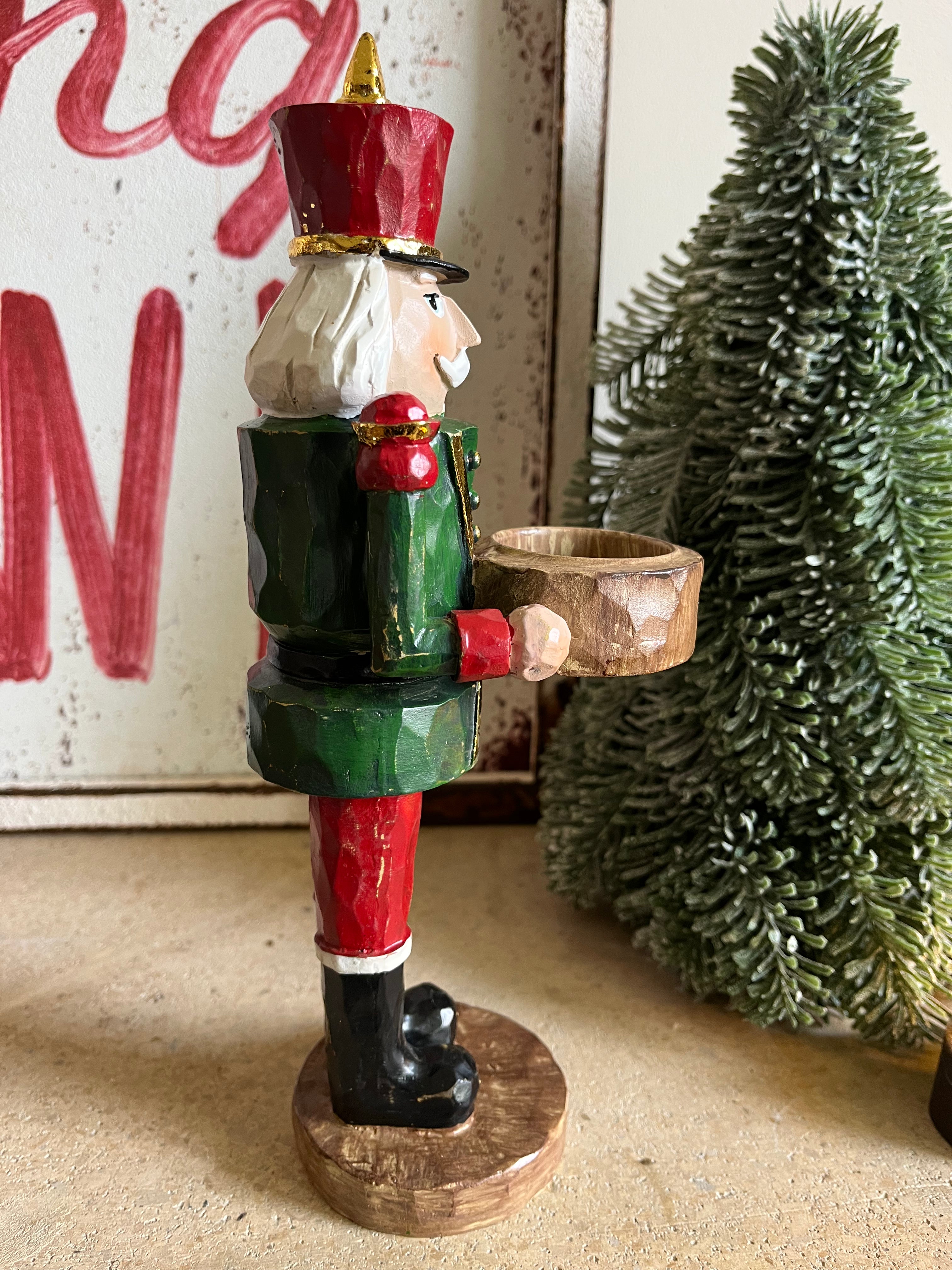 notenkraker hout met theelicht - Brocante bij Ingie