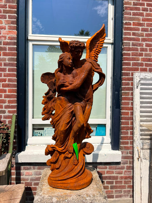 Zware prachtig gietijzeren liefdeskoppel engelen