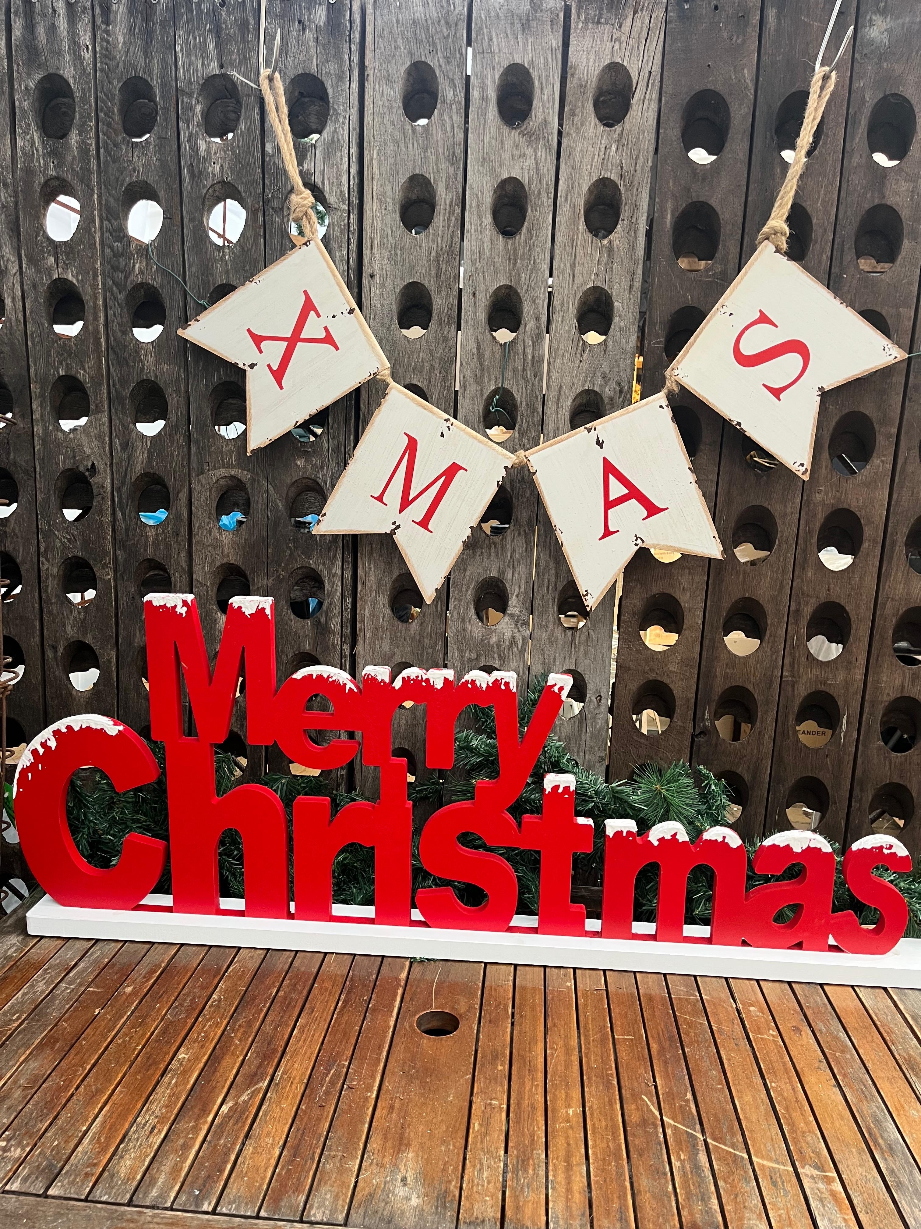 Kerst slinger van ijzer met tekst 'XMAS' - Brocante bij Ingie