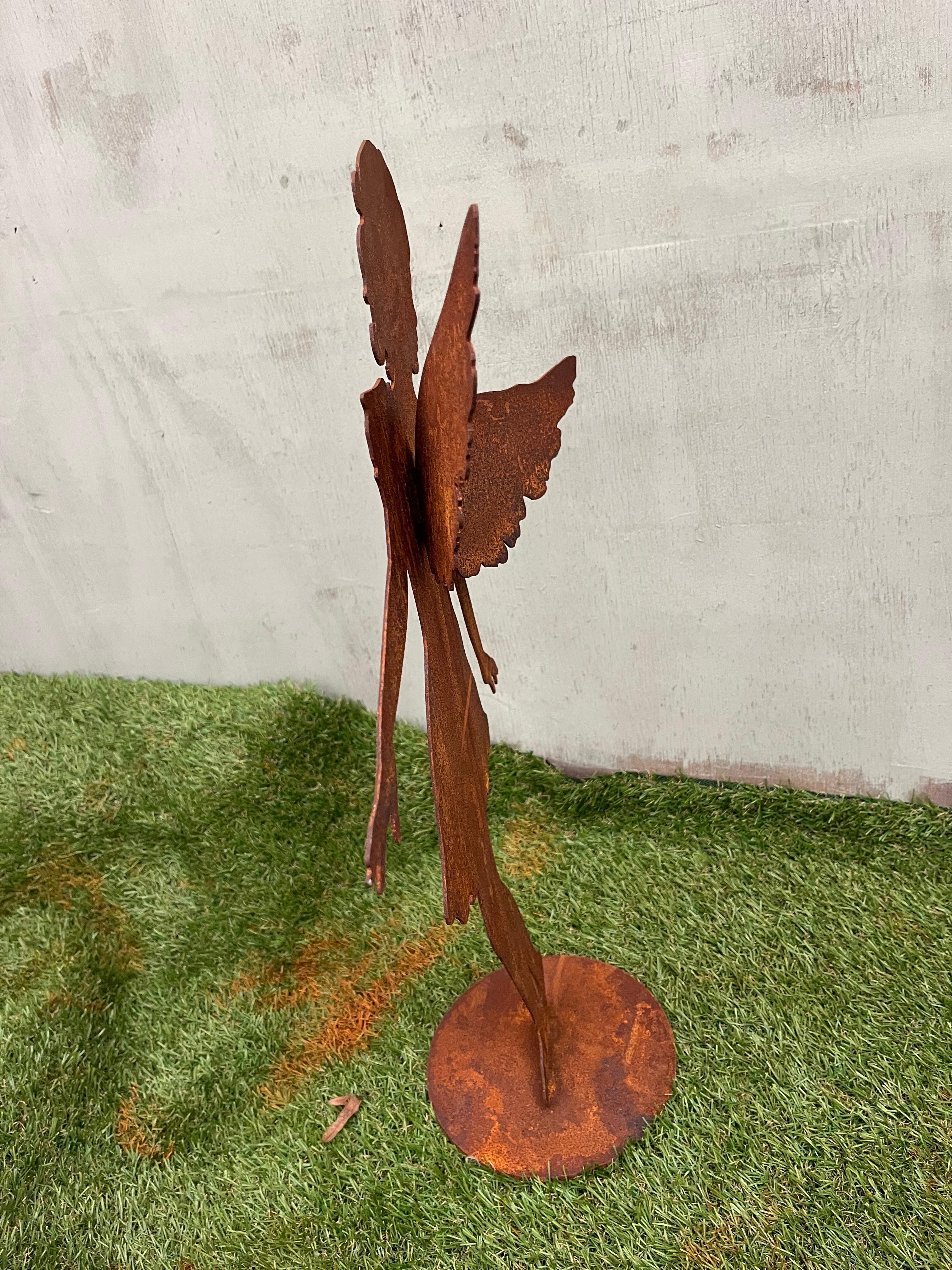 Engel op plaat van eco roest - Brocante bij Ingie