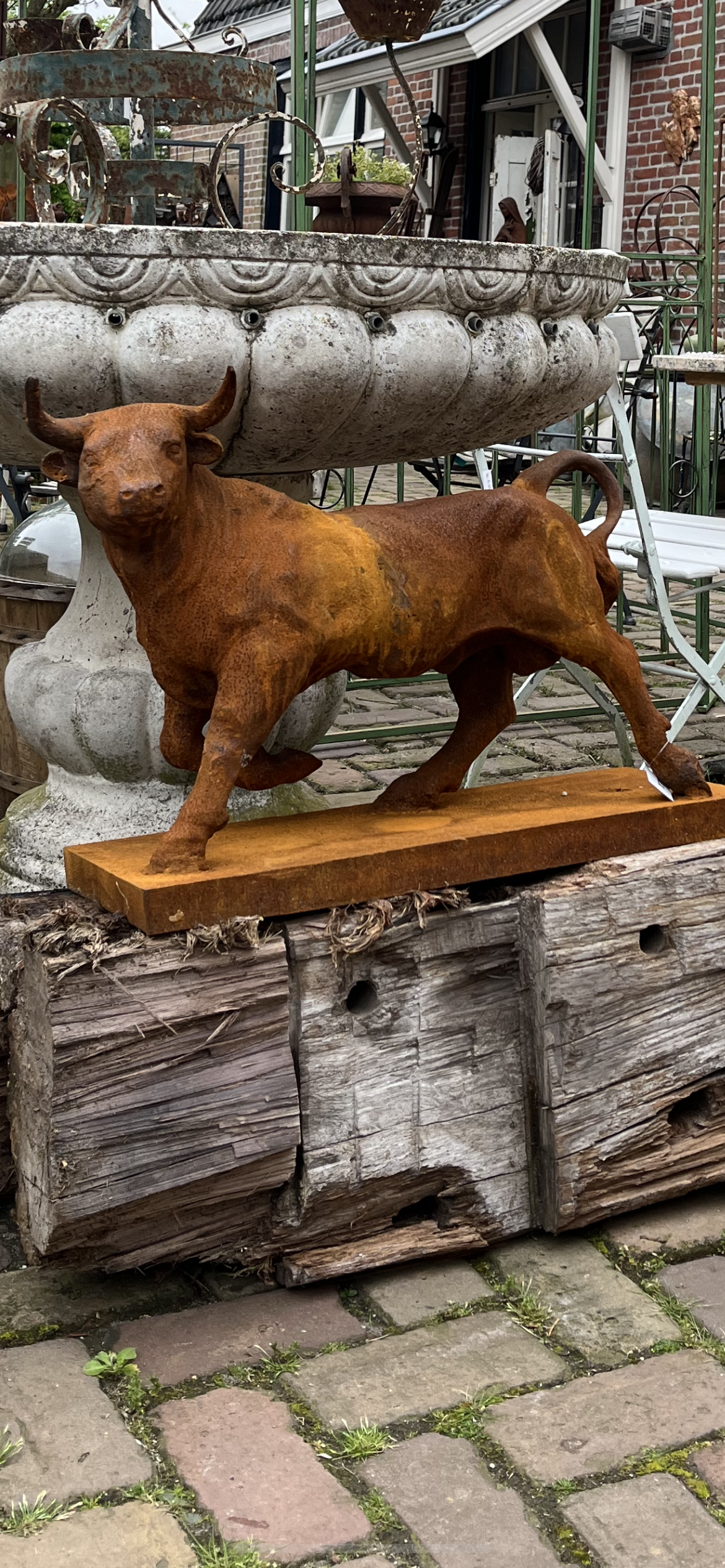 Grote gietijzeren stier - Brocante bij Ingie