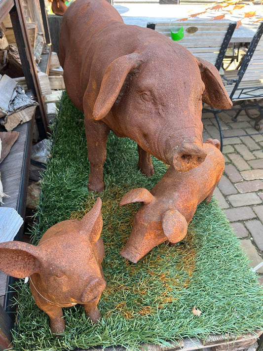Gezellig groot gietijzeren zwijn varken - Brocante bij Ingie