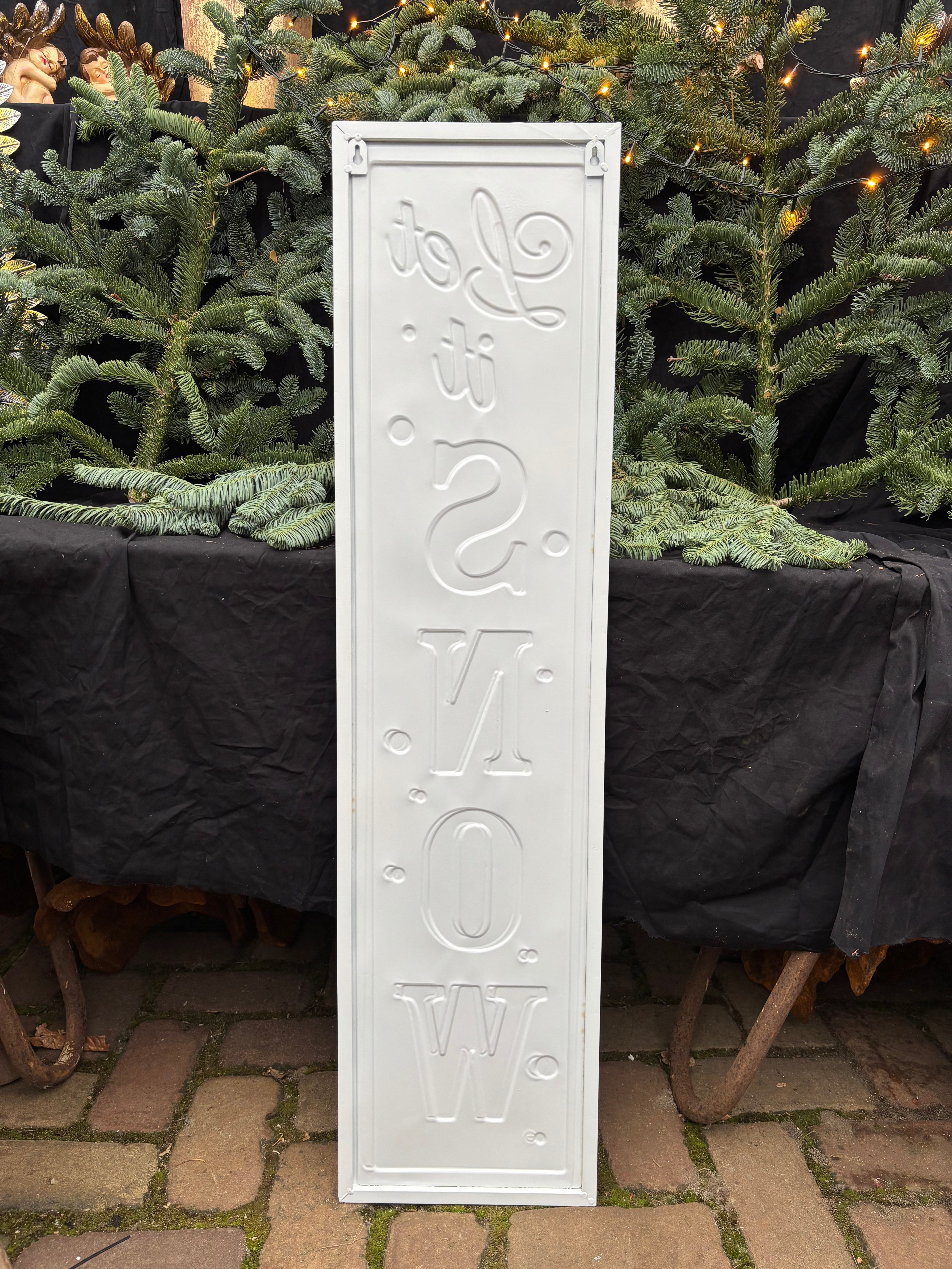 LET IT SNOW metalen tekst ROOD - Brocante bij Ingie