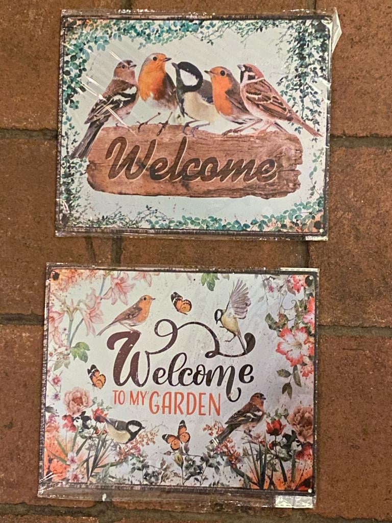 Tekstbord metaal romantisch : Welcome in my garden - Brocante bij Ingie