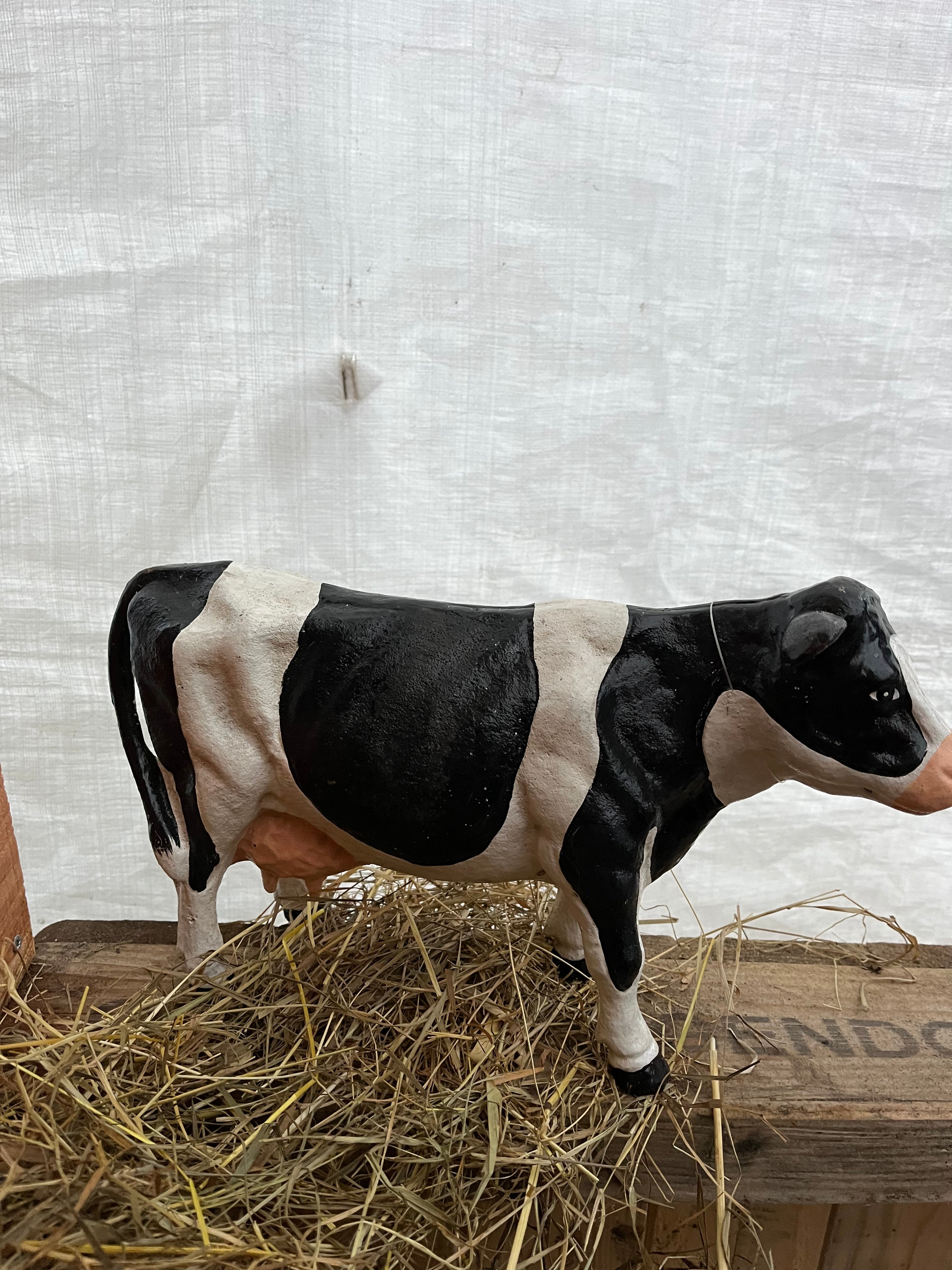 Zwart witte bonte koe van gietijzer - Brocante bij Ingie