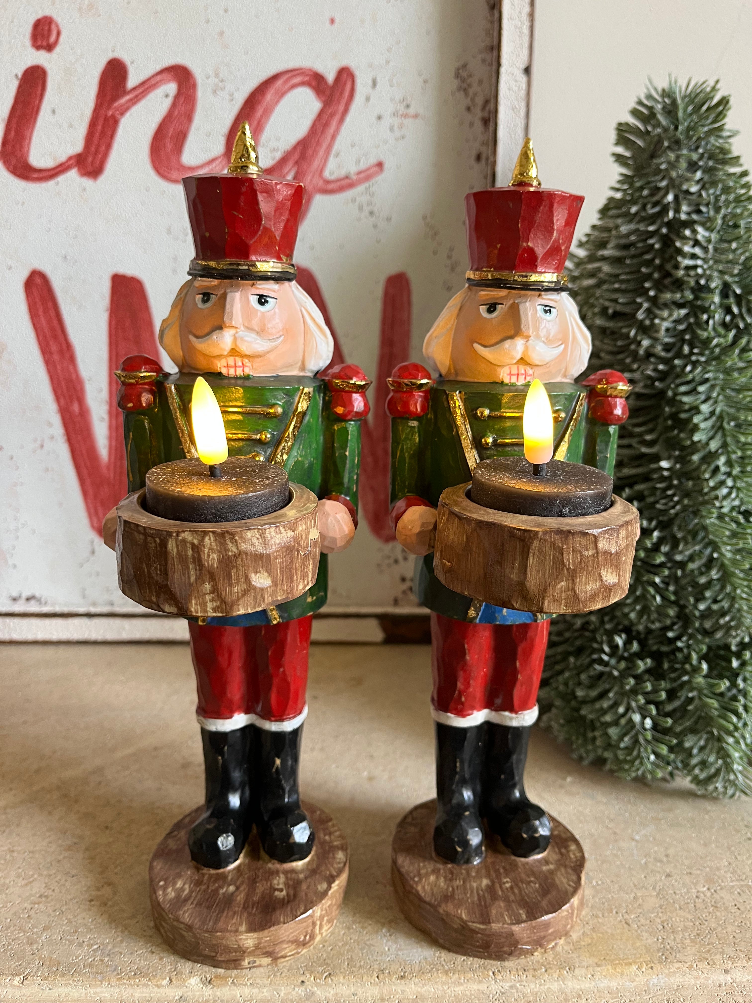 notenkraker hout met theelicht - Brocante bij Ingie