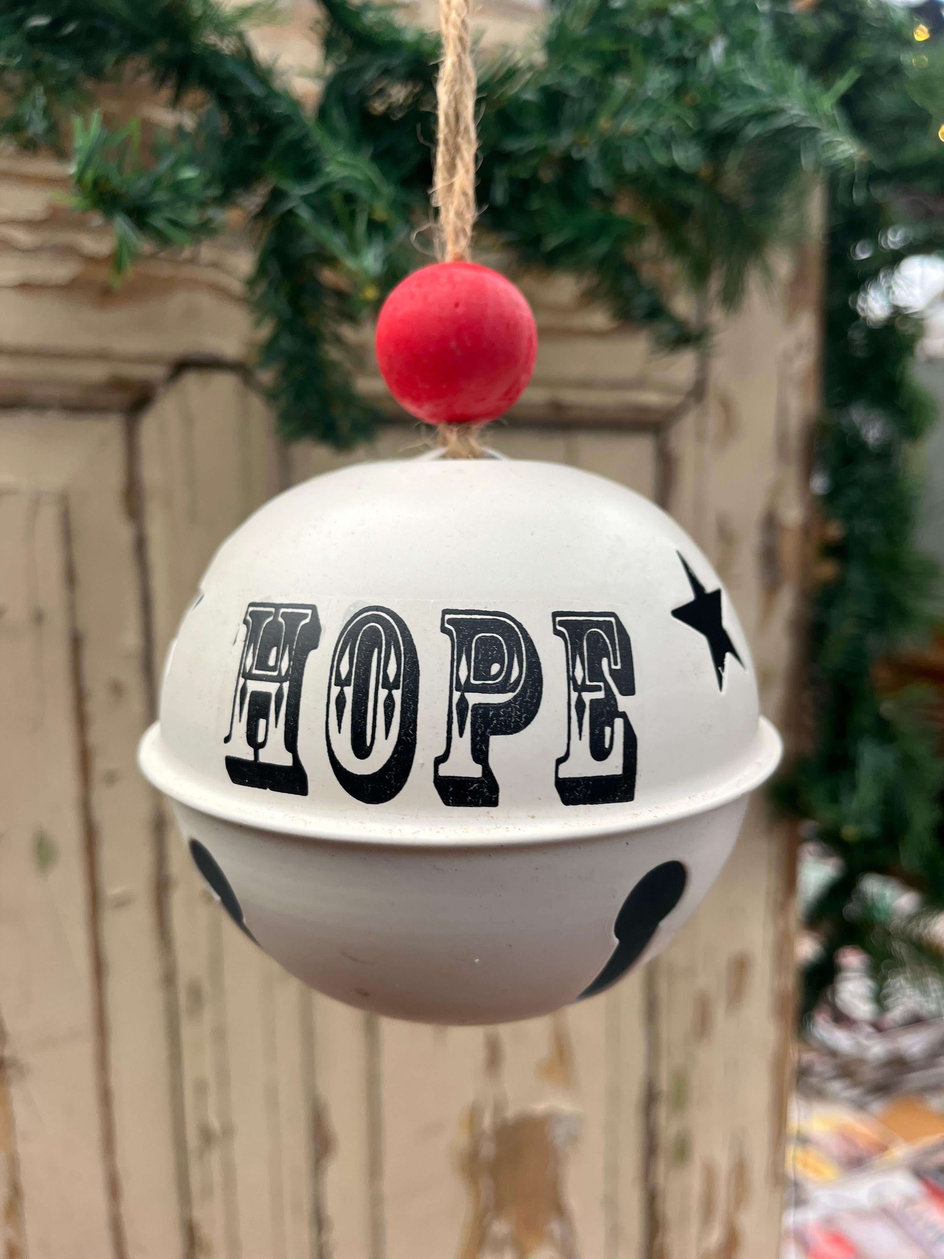 Kerst bellen groot 'Noel' - 'Hope' - 'Joy' - Brocante bij Ingie