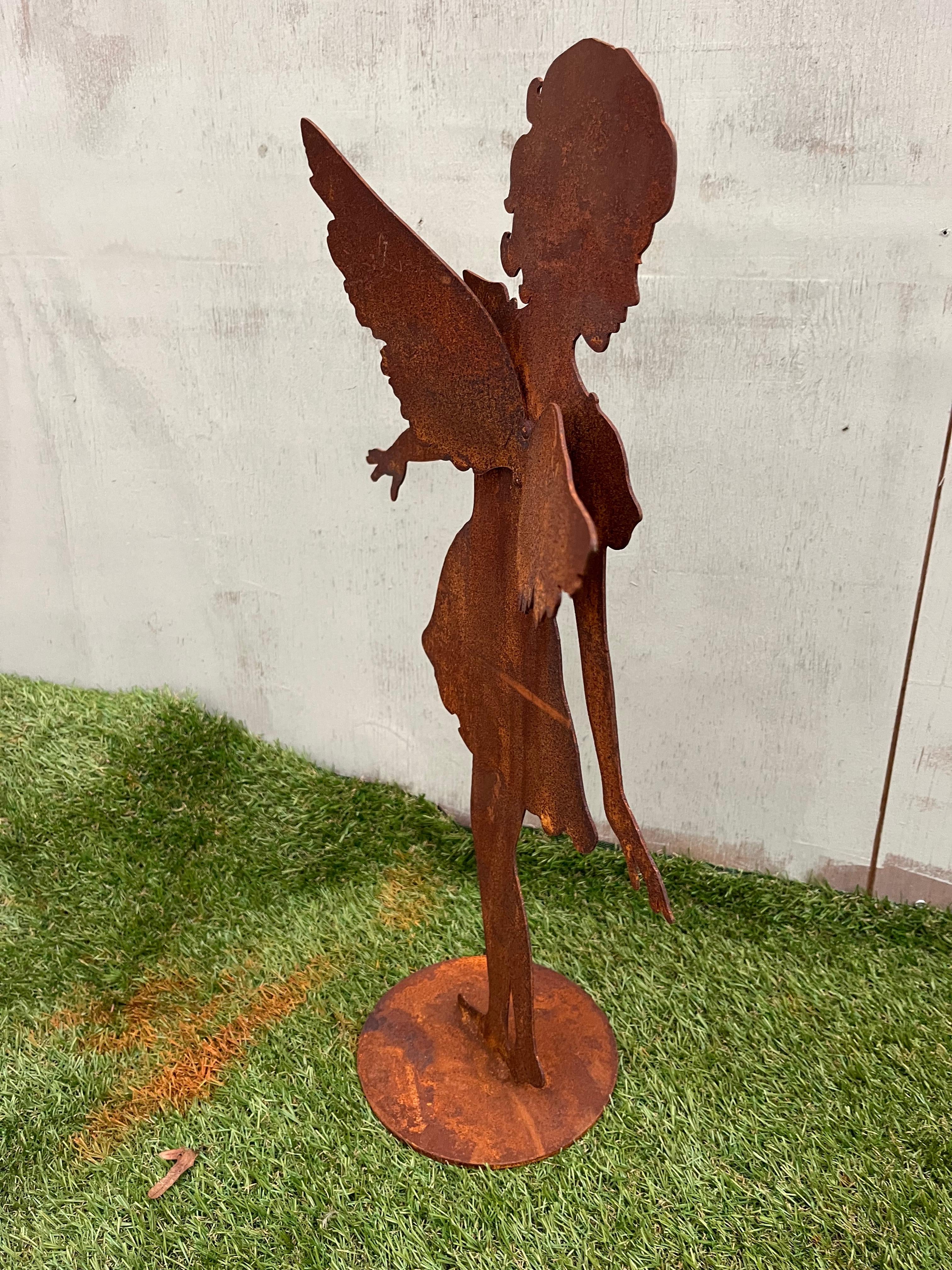 Engel op plaat van eco roest - Brocante bij Ingie