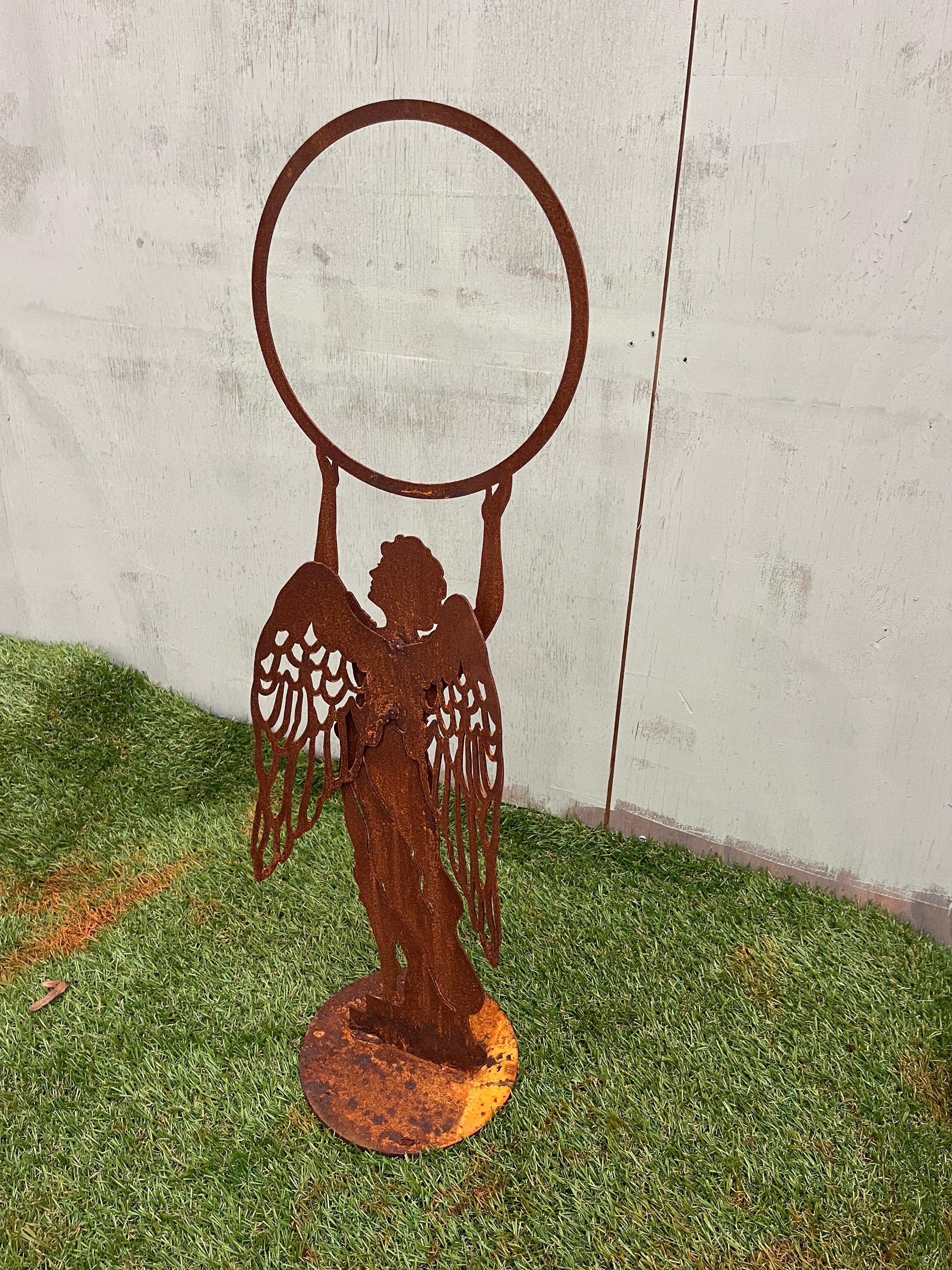 Engel met ring van eco roest - Brocante bij Ingie