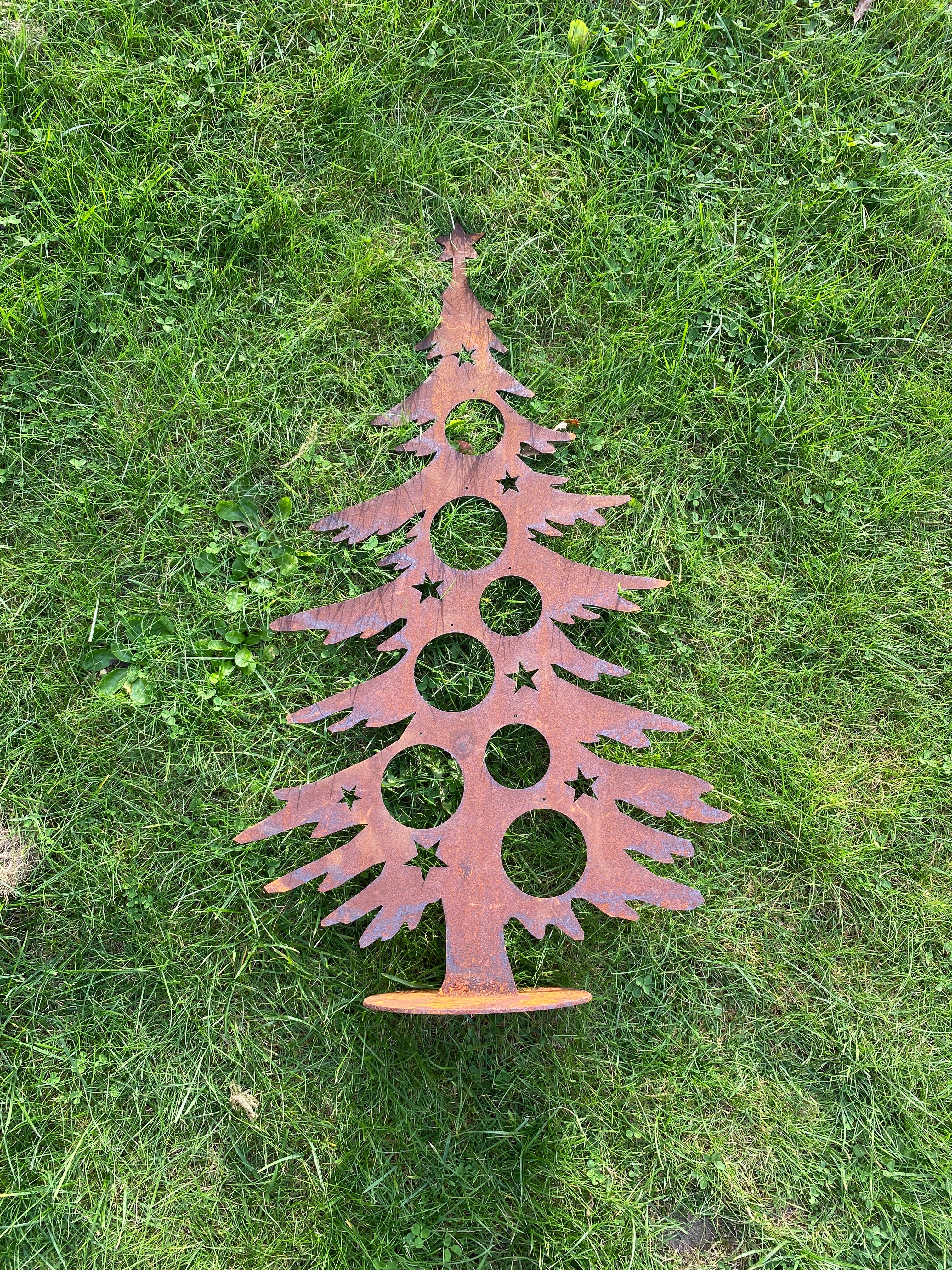 kerstboom op plaat van eco roest H 70cm - Brocante bij Ingie