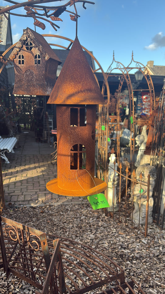 vogel voeder huis hang puntdak smal - Brocante bij Ingie