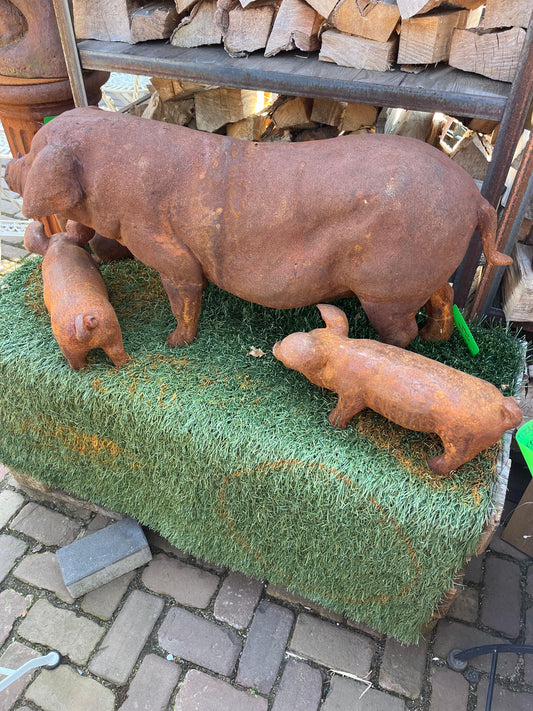 Gezellig groot gietijzeren zwijn varken - Brocante bij Ingie