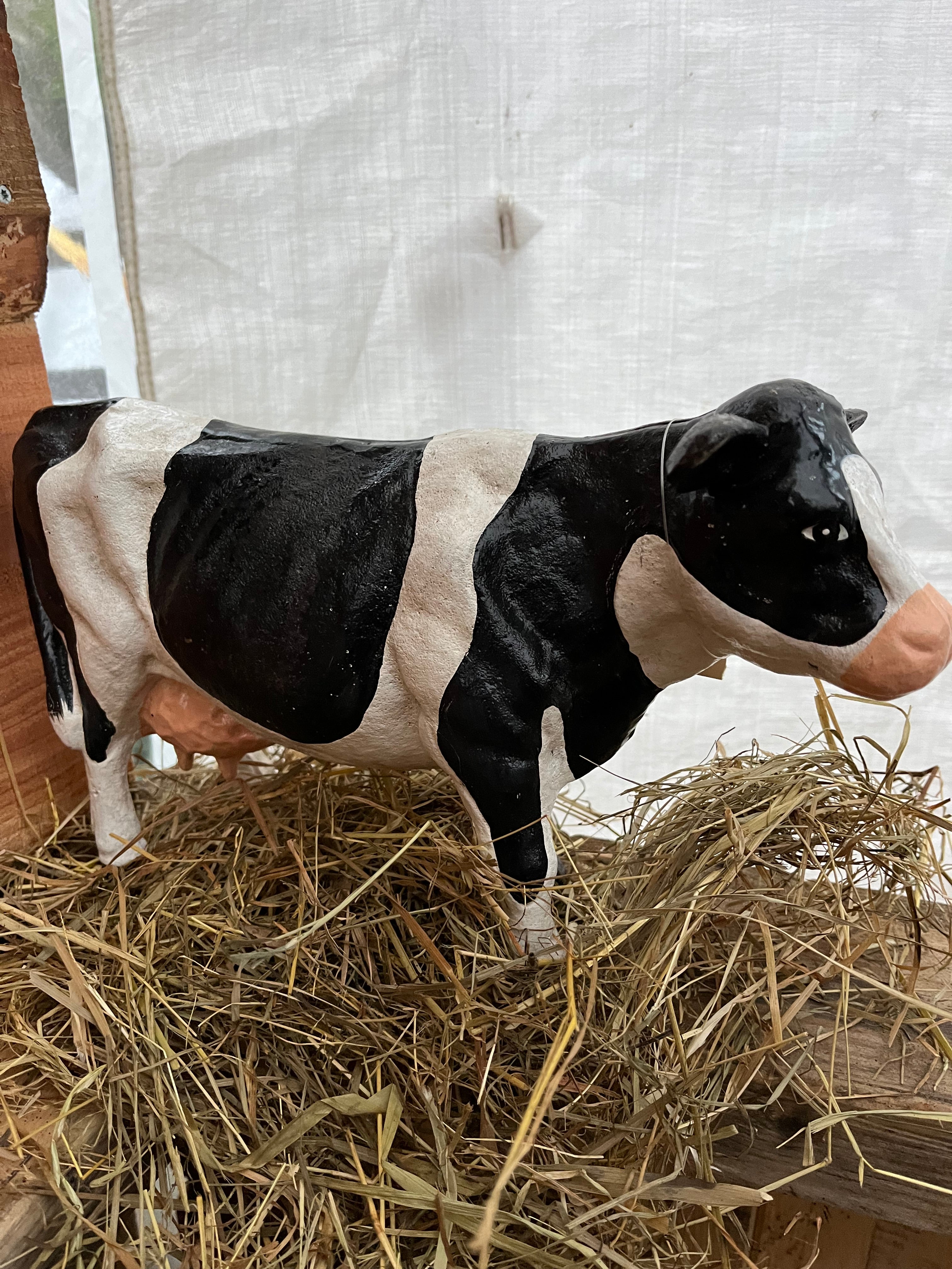 Zwart witte bonte koe van gietijzer - Brocante bij Ingie