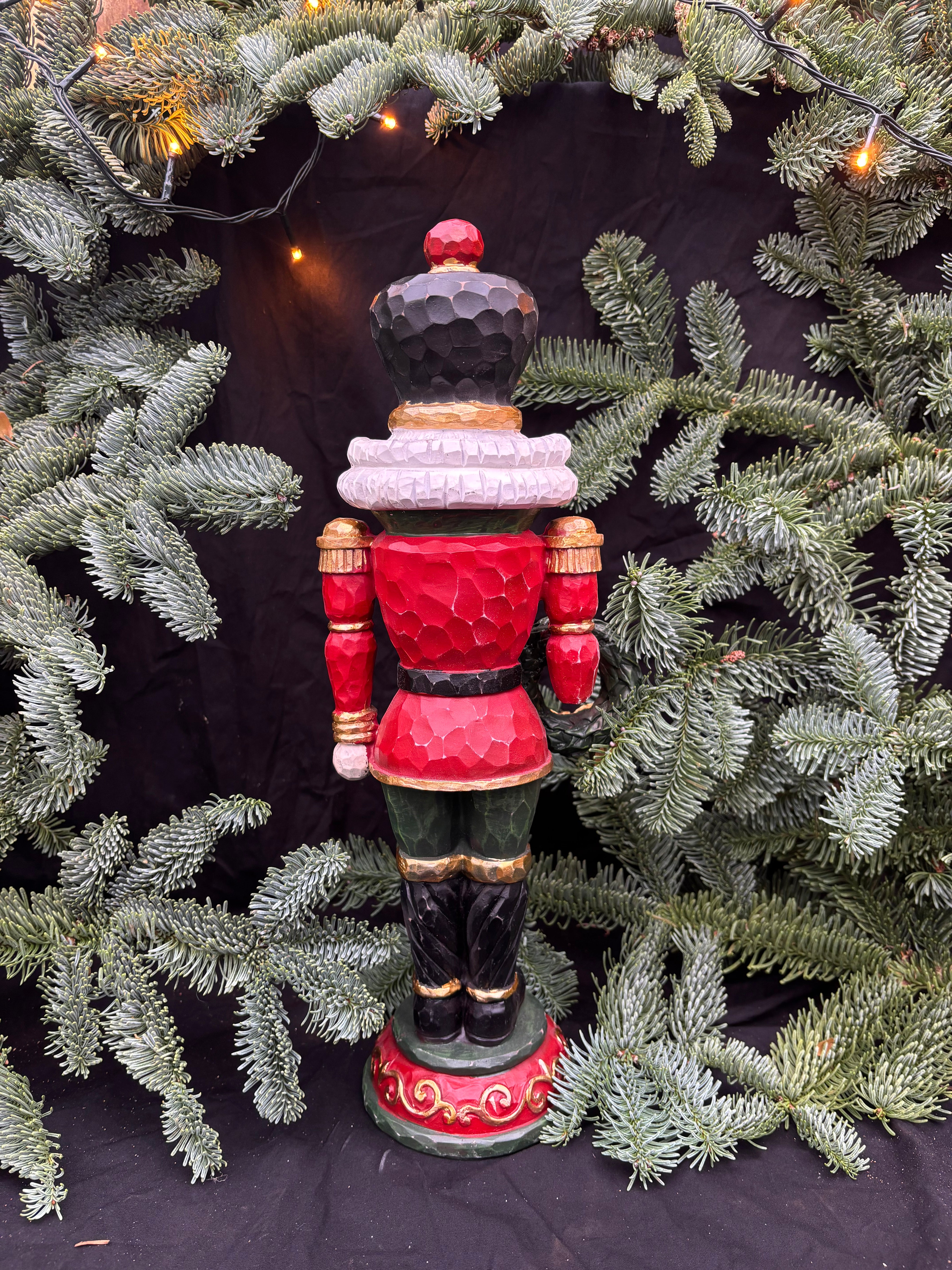 Grote notenkraker van hout met  kerst met krans - Brocante bij Ingie