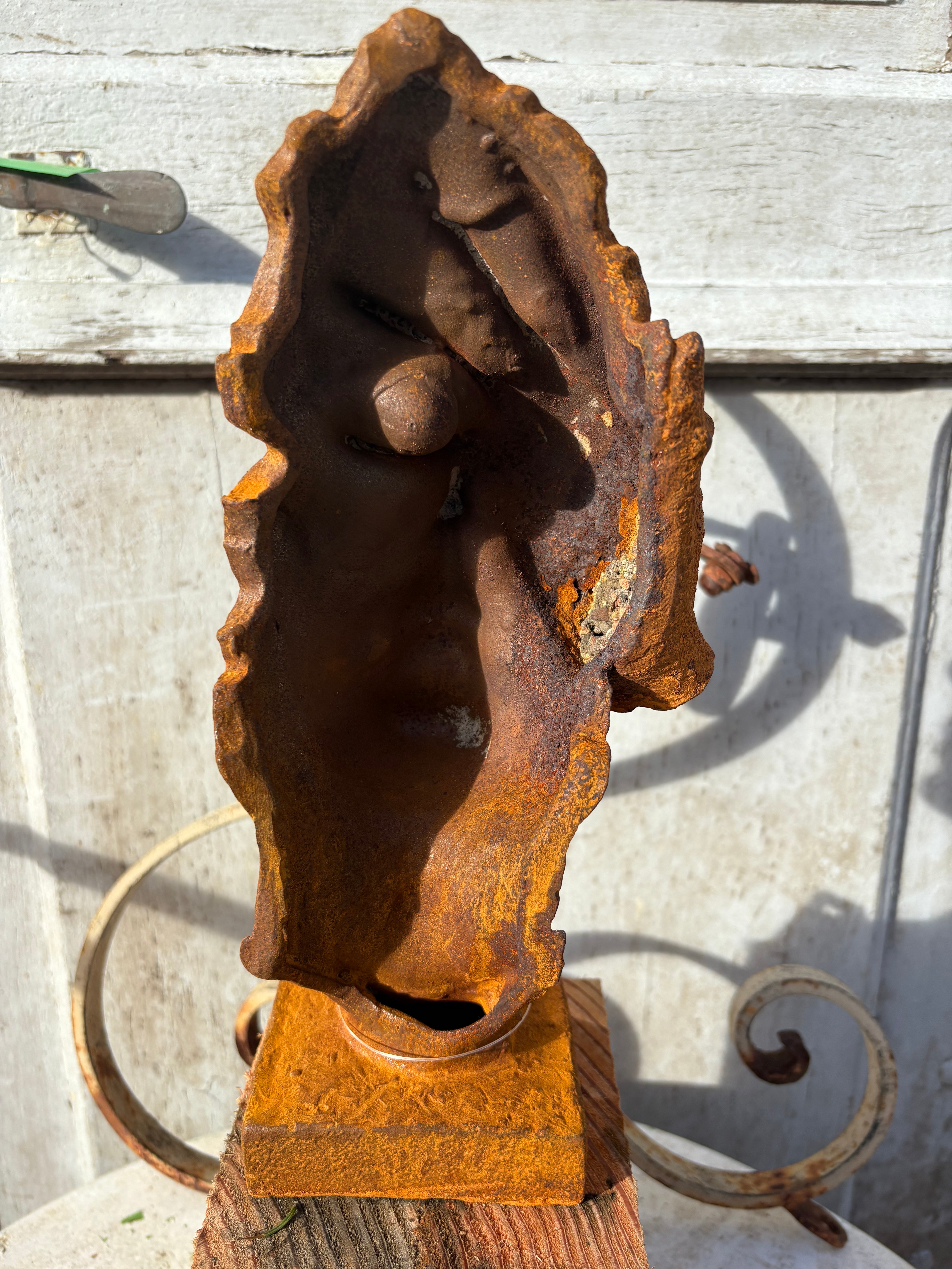 Gietijzeren (tuin) beeld gezicht “Zien”