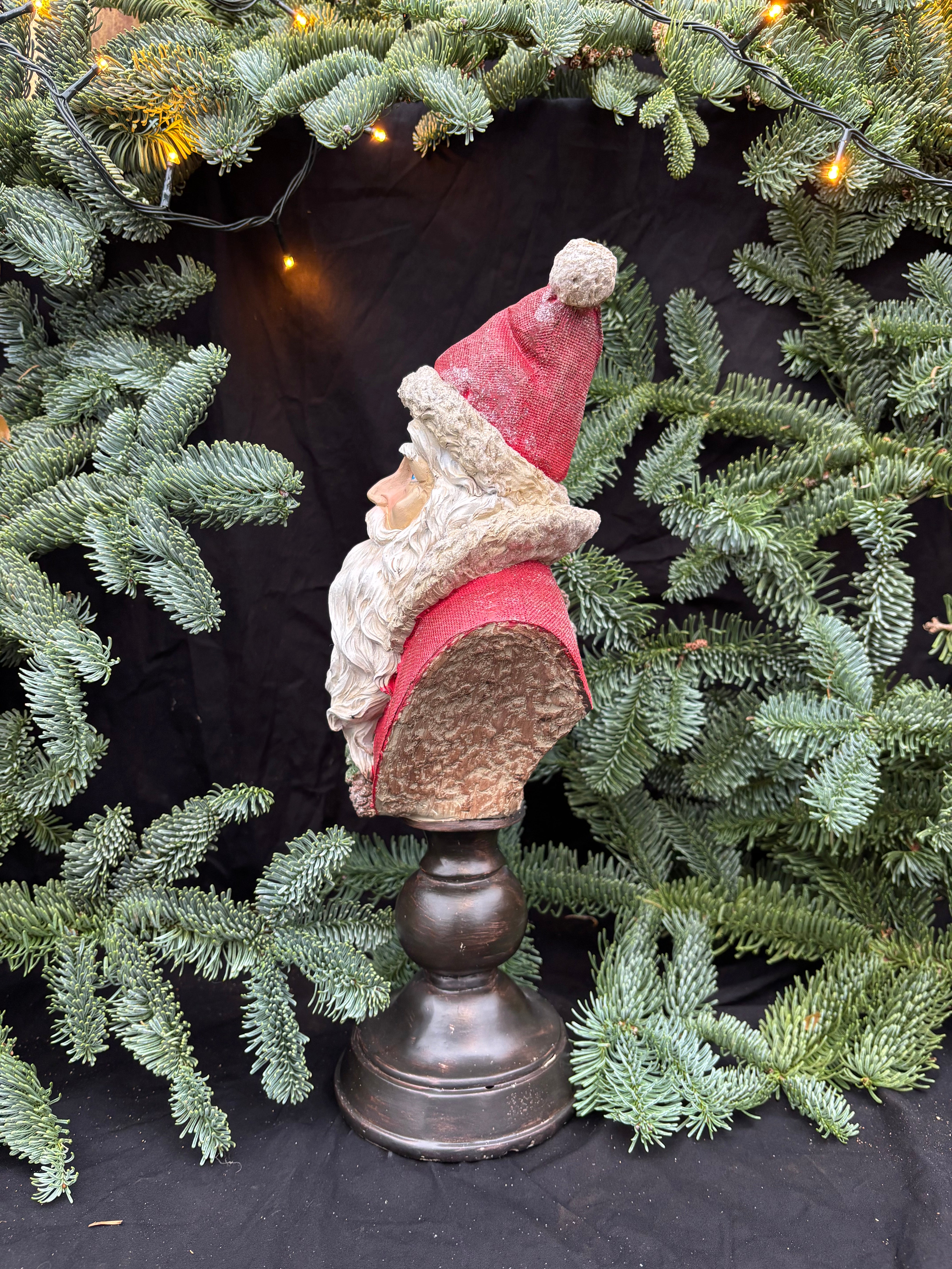 Kerst man buste op voet - Brocante bij Ingie