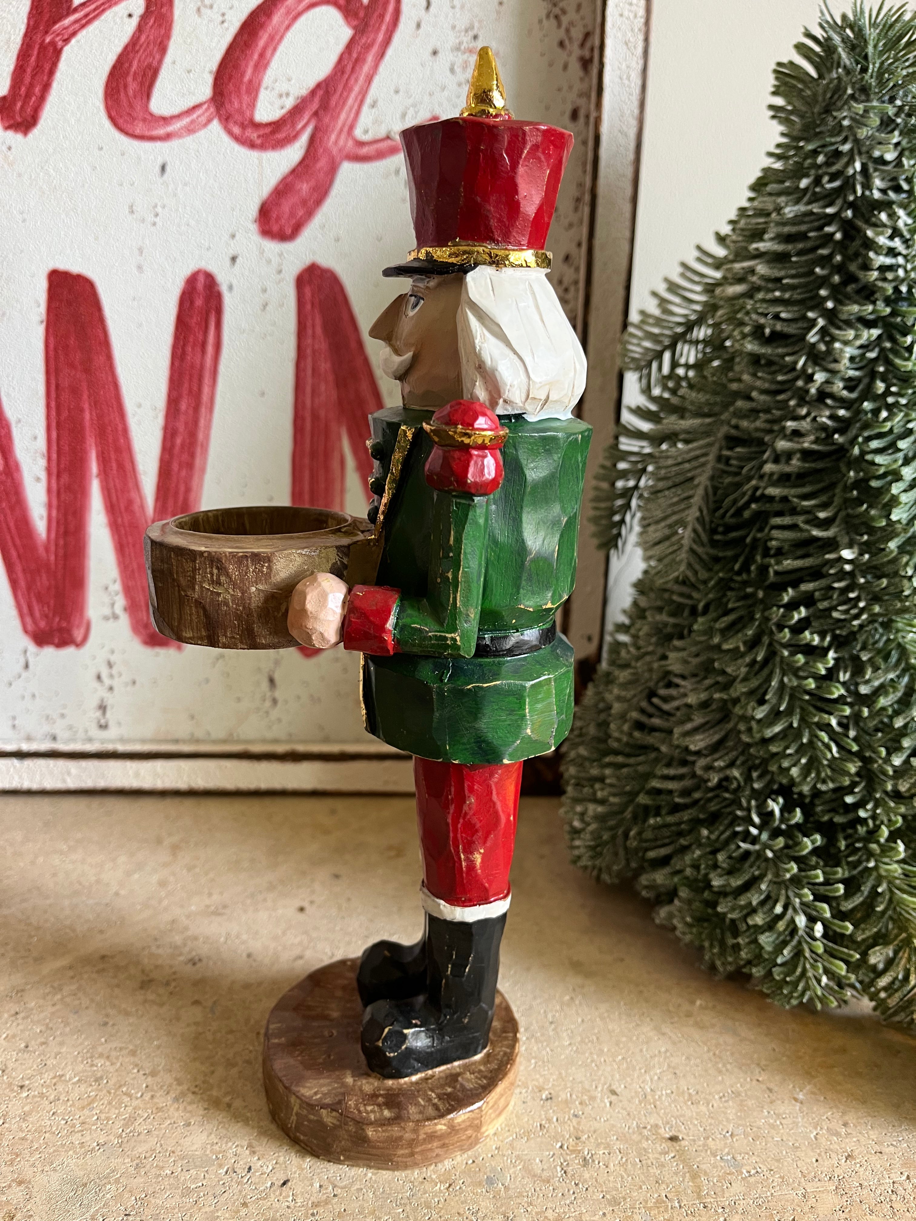 notenkraker hout met theelicht - Brocante bij Ingie