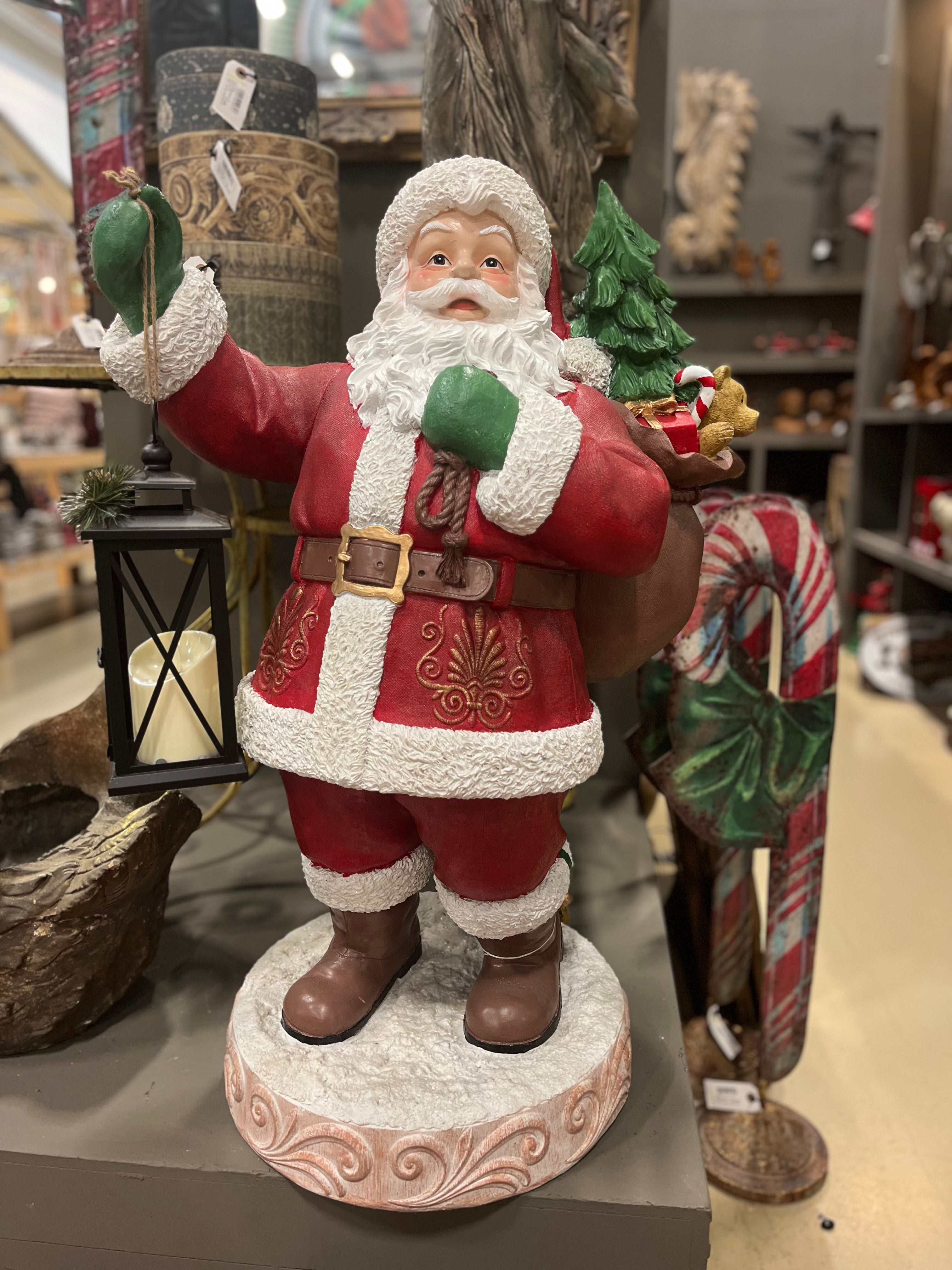 Kerst man kerstman met lantaarn - Brocante bij Ingie