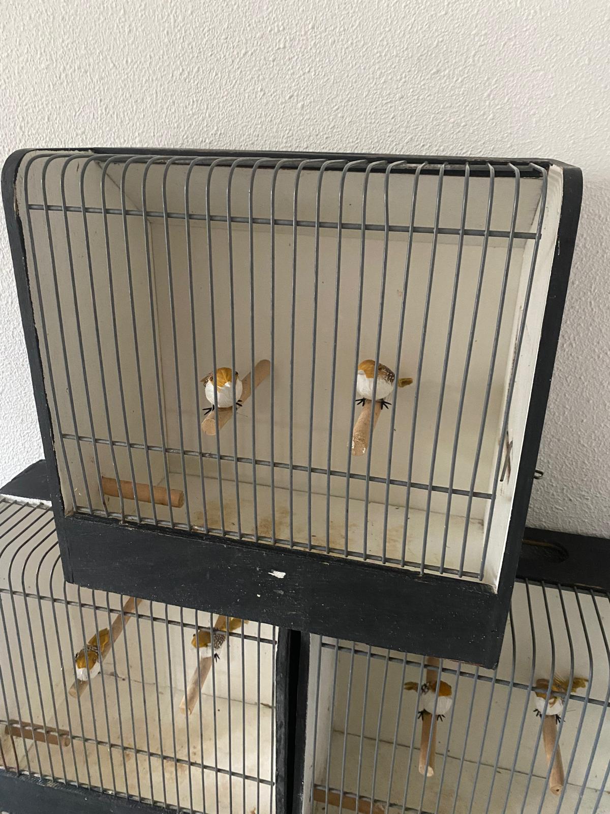 Vogelkooitje inclusief 2 nep vogels - Brocante bij Ingie
