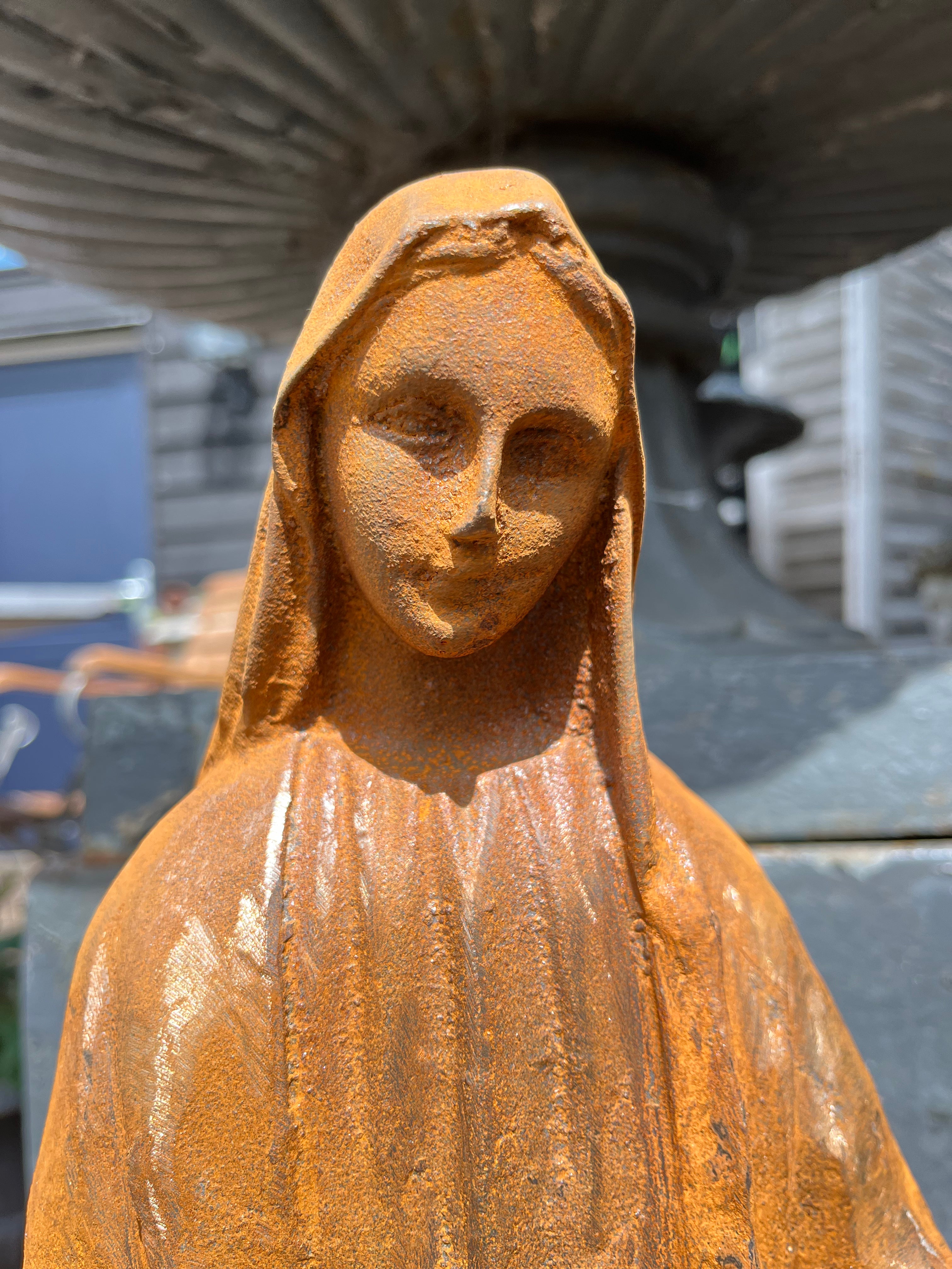 Gietijzer Mariabeeld groot - Brocante bij Ingie