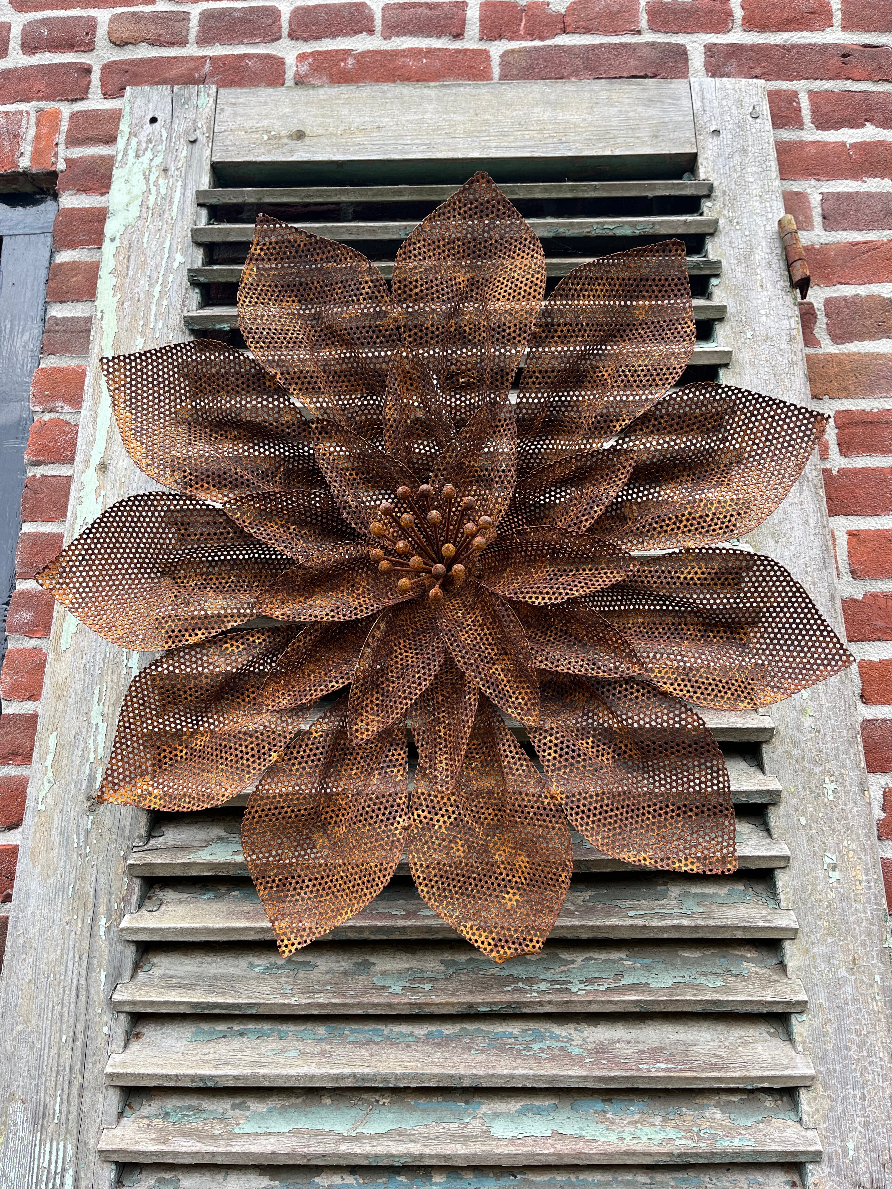 Tuin-chrysant roest bloem op tuinsteker - Groot - Brocante bij Ingie