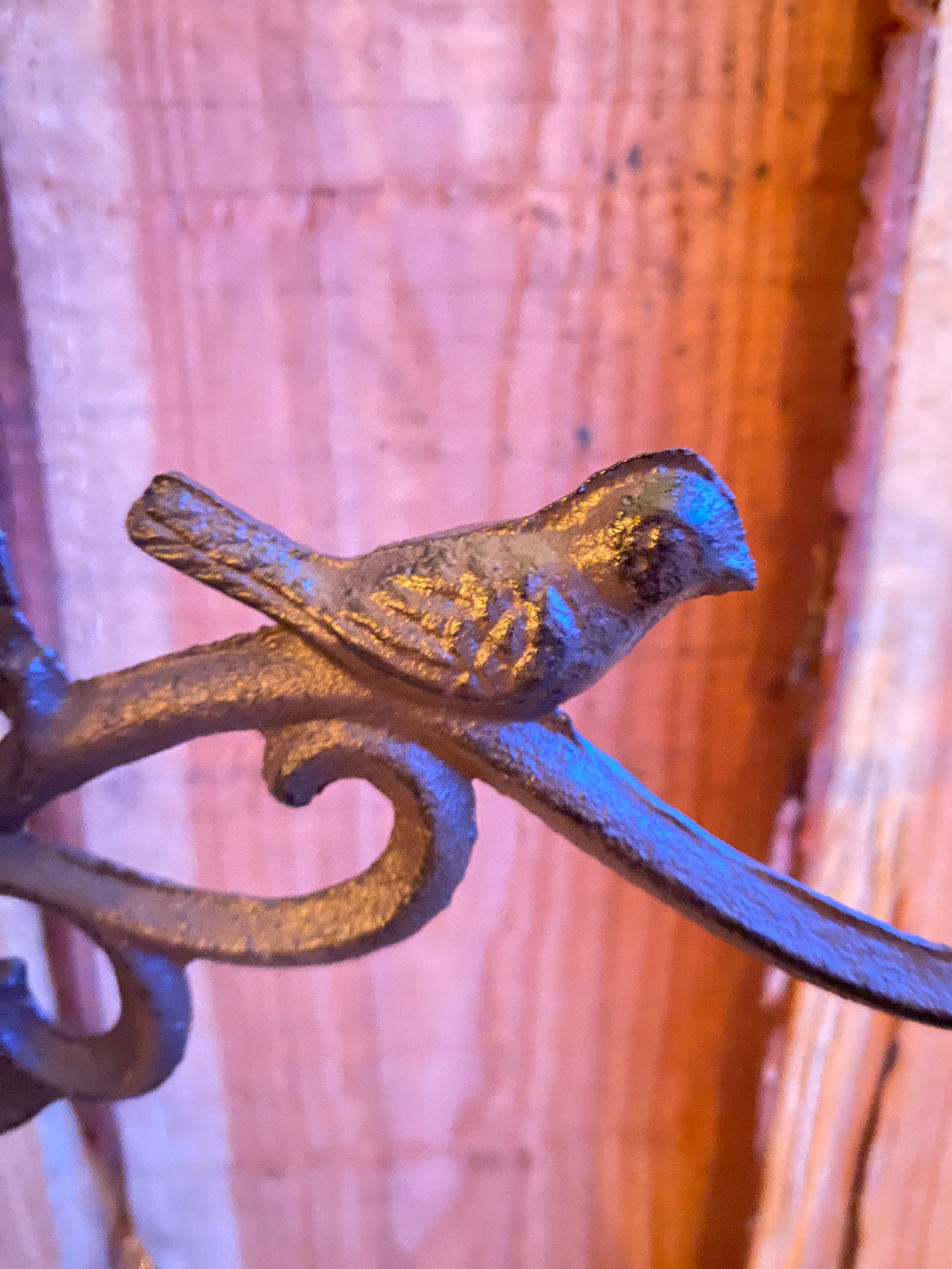 planten hanger vogeltje + 2 blaadjes gietijzer - Brocante bij Ingie