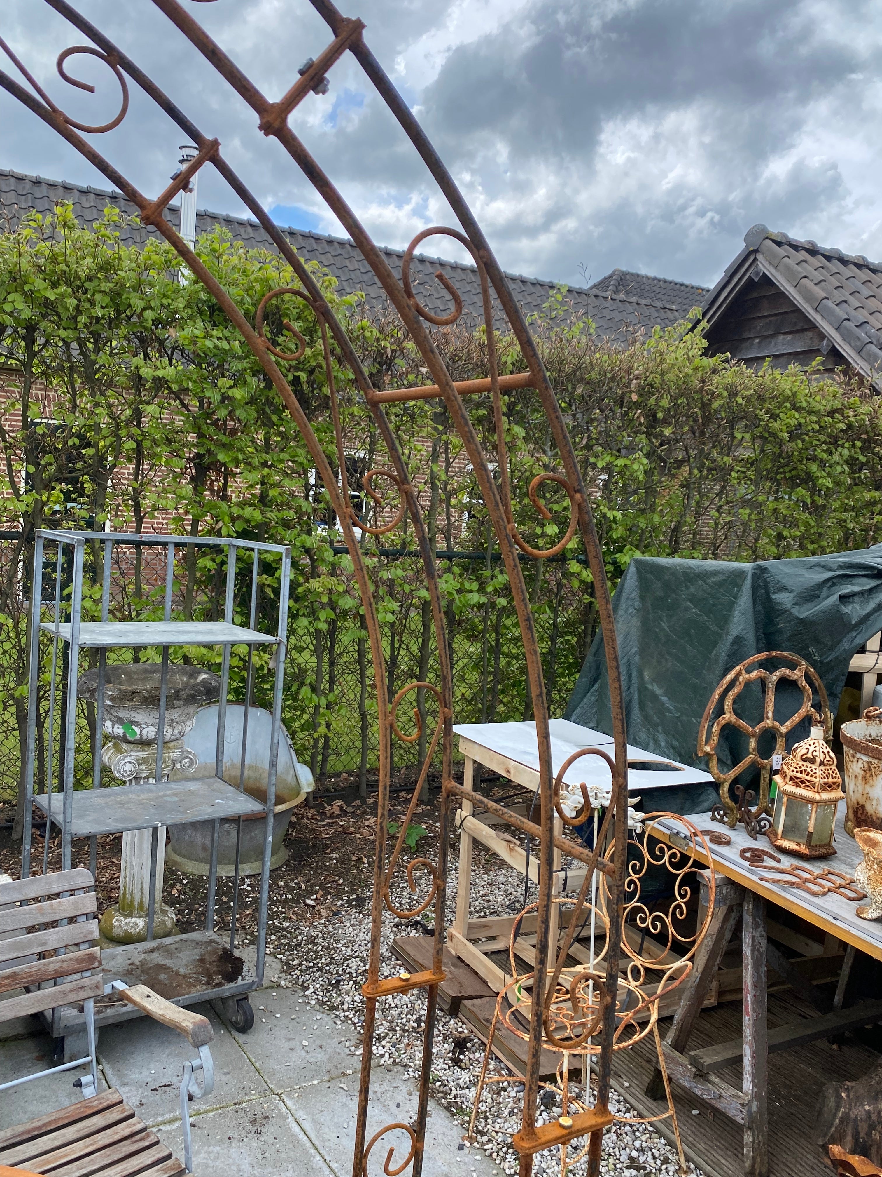Rozenboog 1.80 dubbel vol staal NIEUW! - Brocante bij Ingie