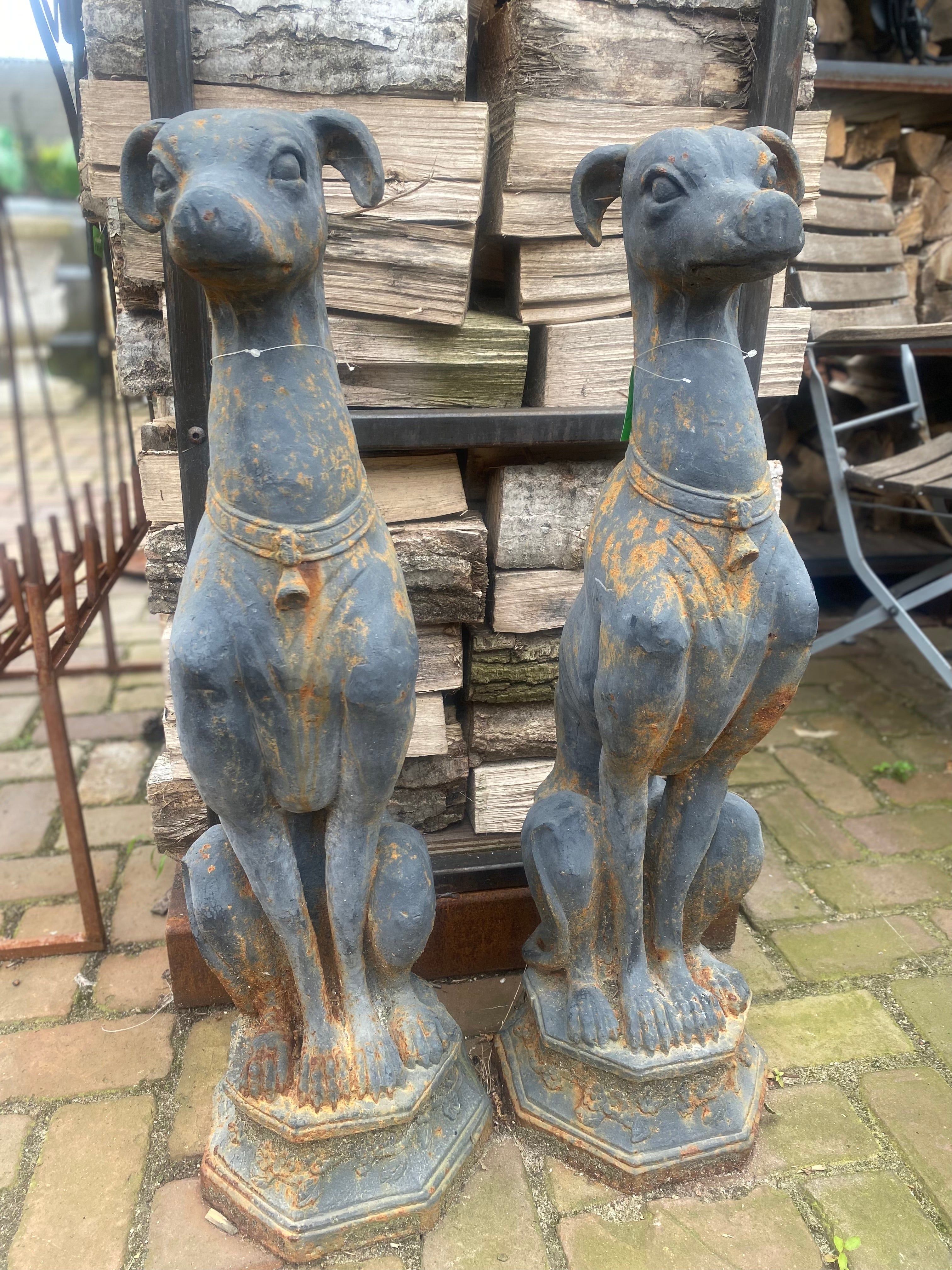 set grote Whippets windhonden gietijzer - Brocante bij Ingie