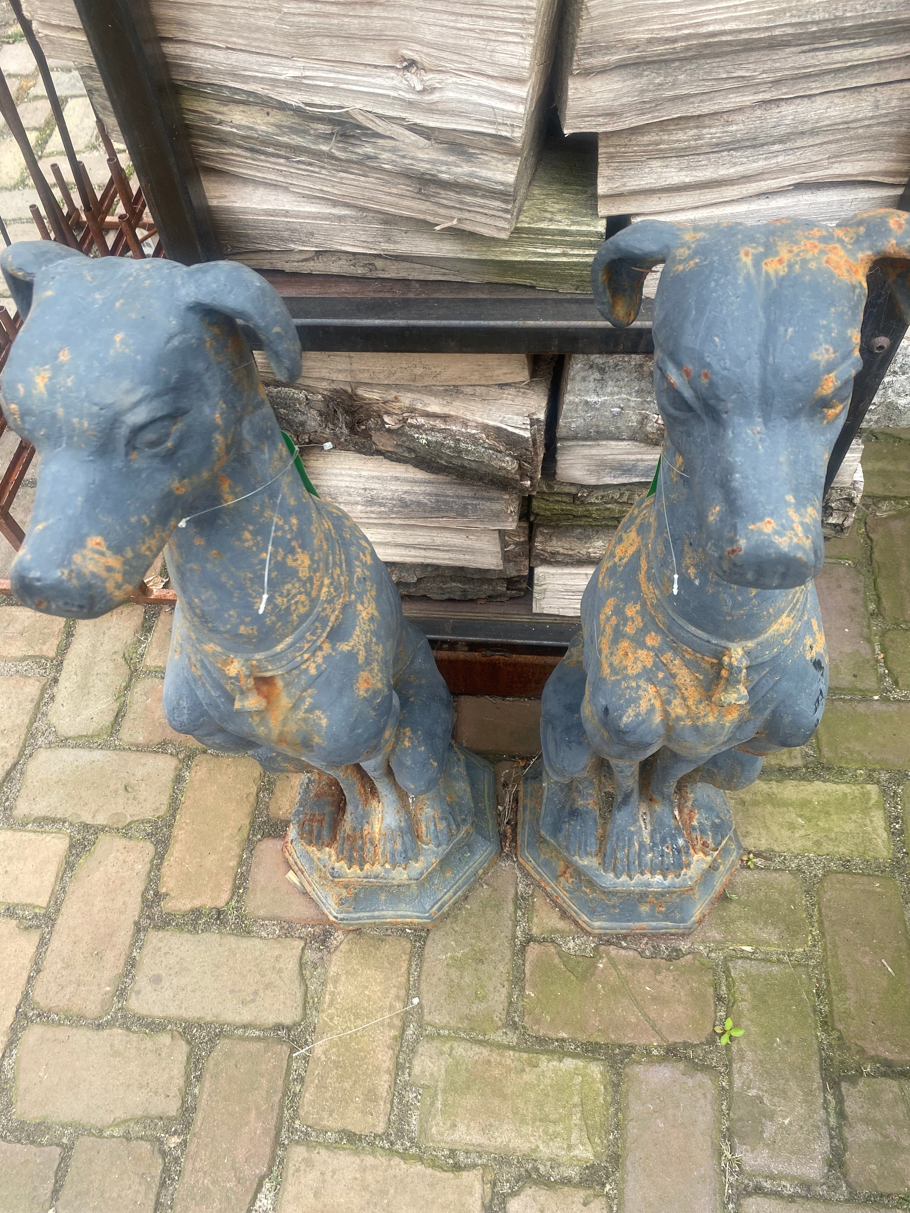 set grote Whippets windhonden gietijzer - Brocante bij Ingie