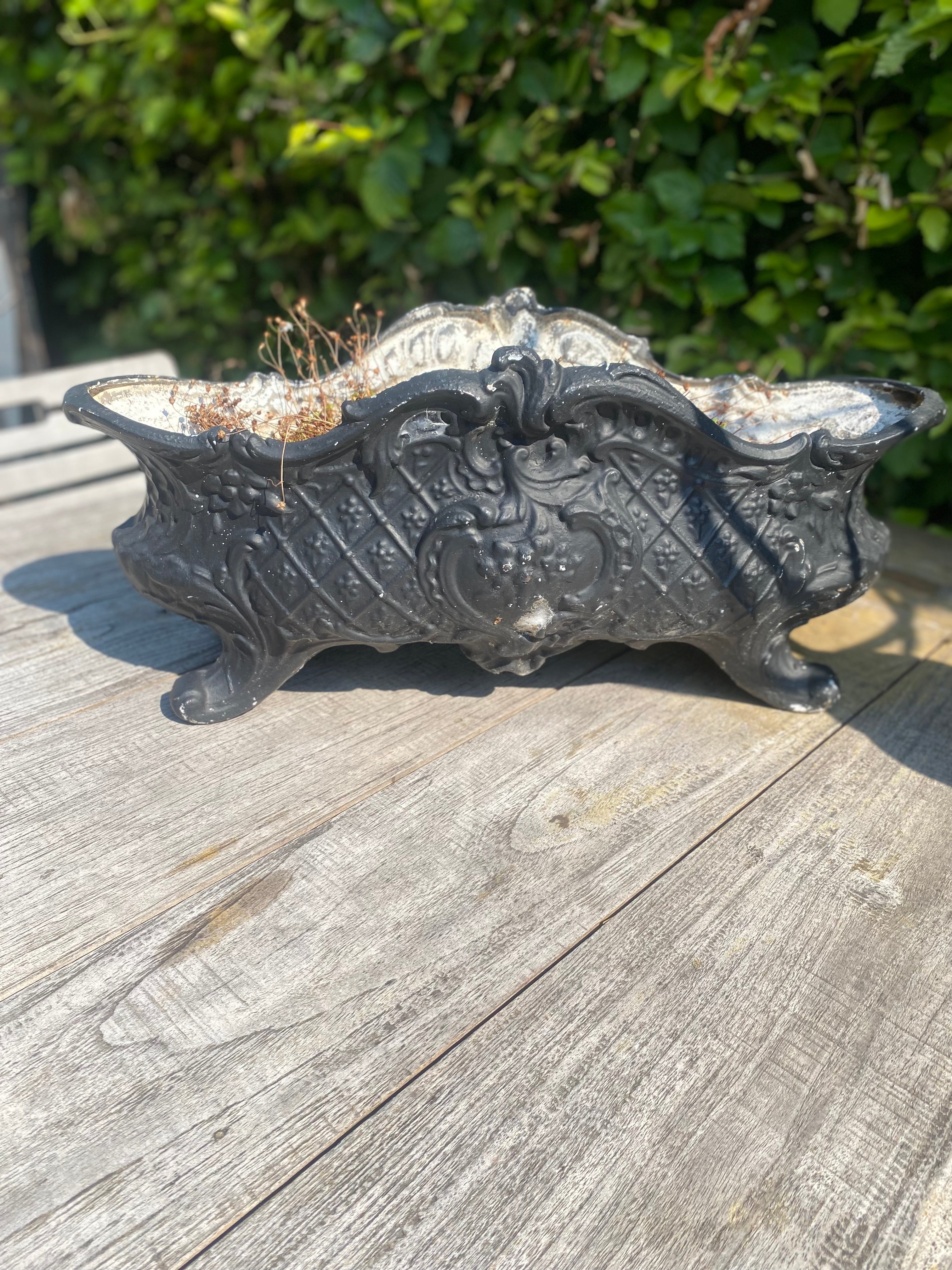 Zwarte gietijzeren Franse Jardinière - Brocante bij Ingie
