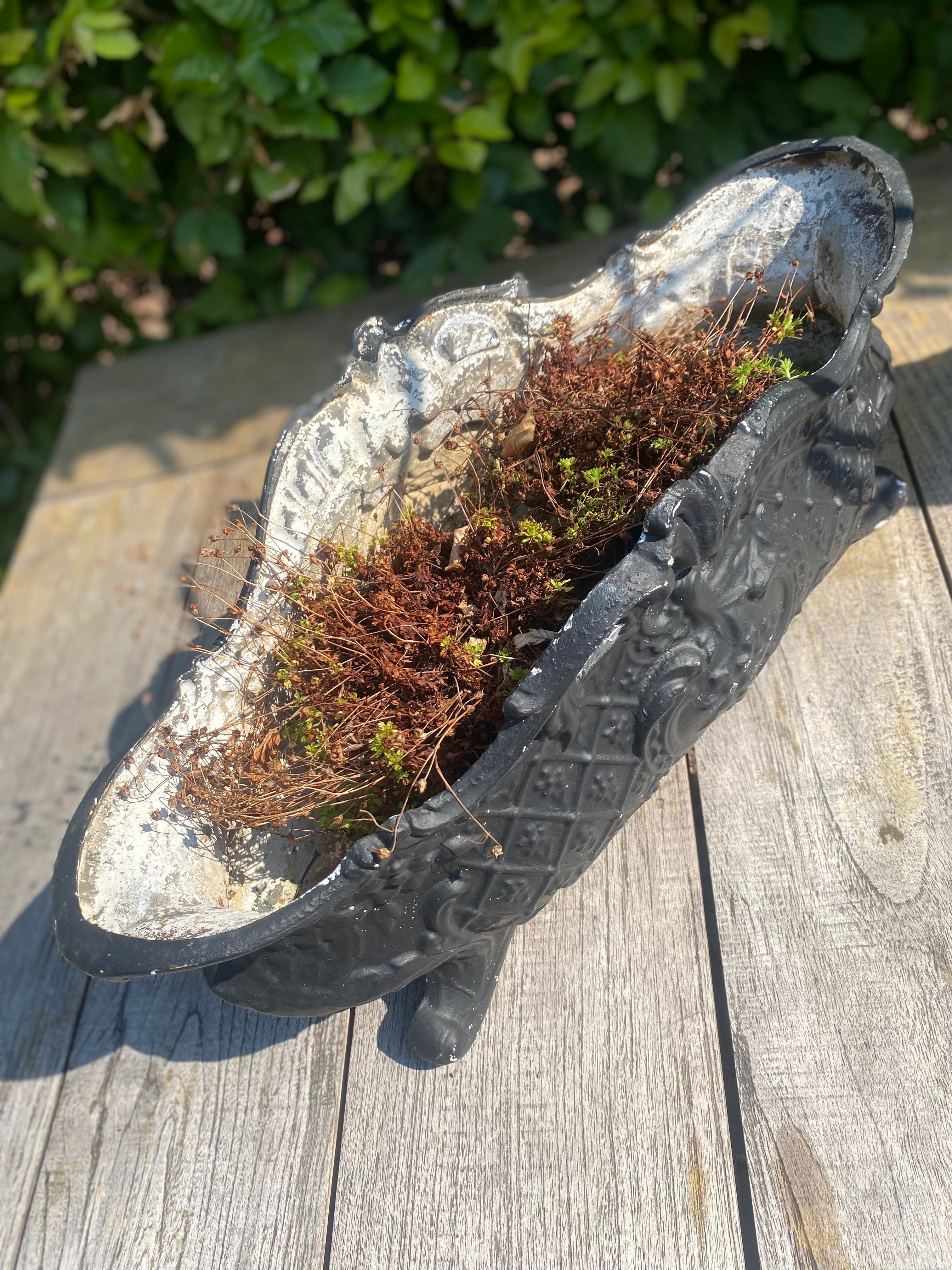 Zwarte gietijzeren Franse Jardinière - Brocante bij Ingie