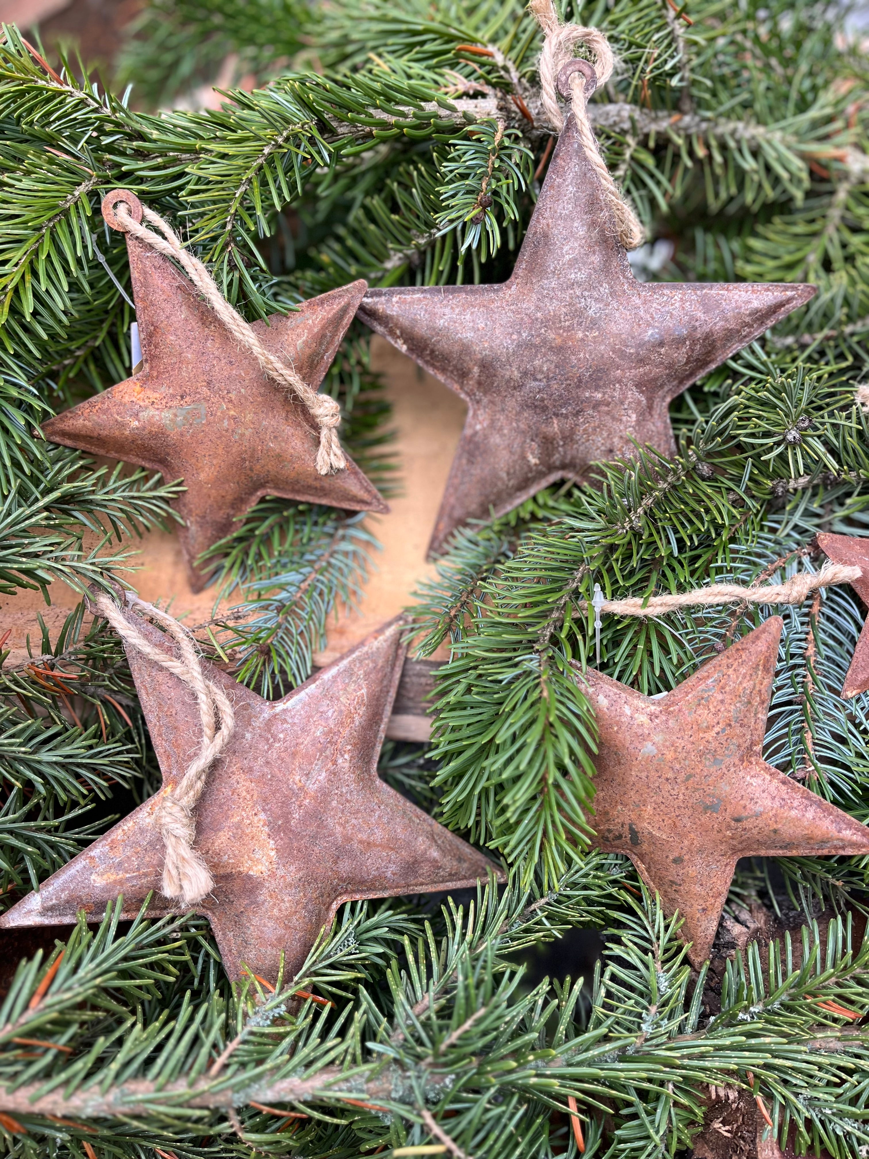 Kerst Sterren roest - set van 3 maten, ACTIEPRIJS!