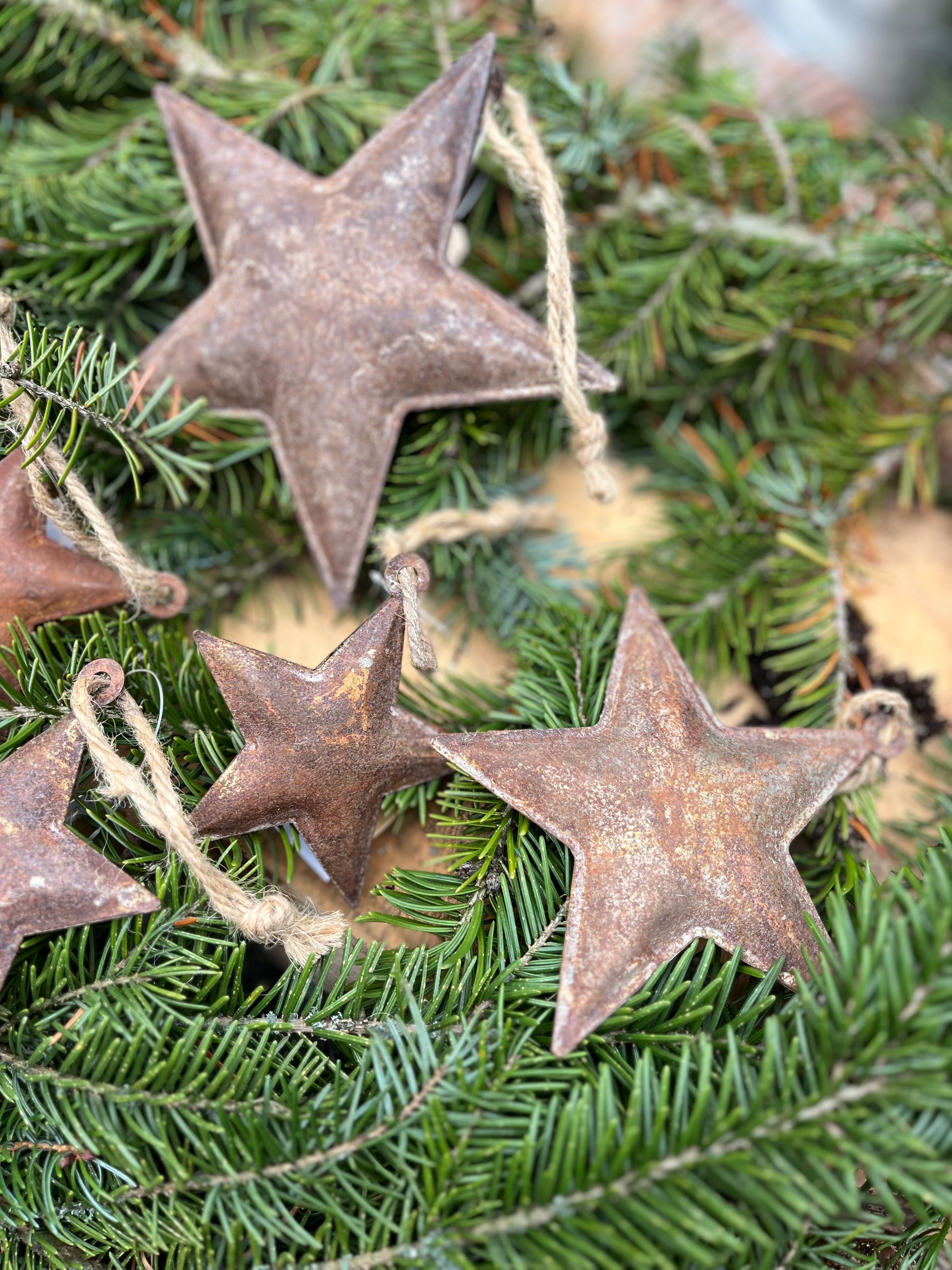 Kerst Sterren roest - set van 3 maten, ACTIEPRIJS!