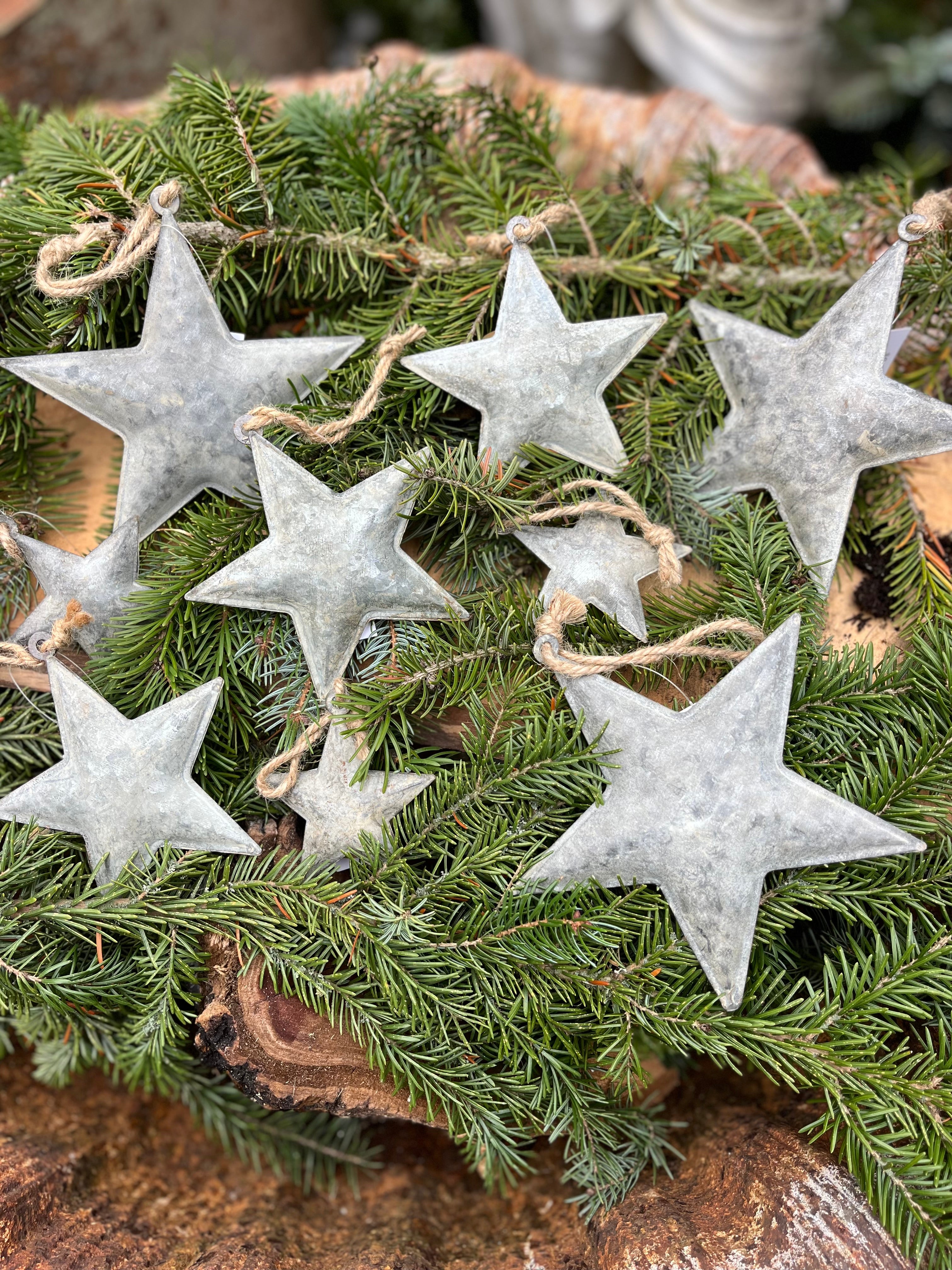 Kerst sterren zink, set van 3 maten, ACTIEPRIJS!