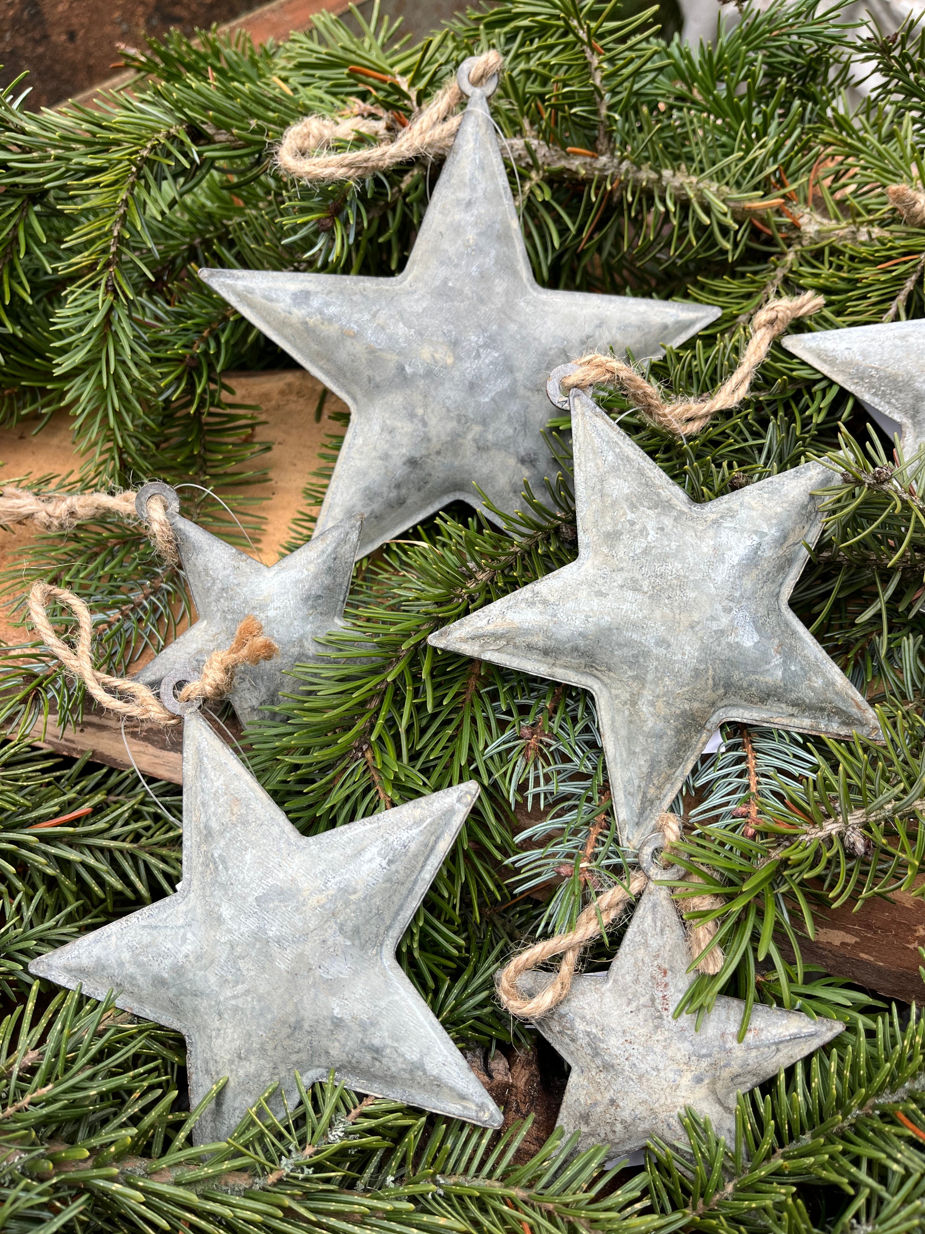 Kerst sterren zink, set van 3 maten, ACTIEPRIJS!