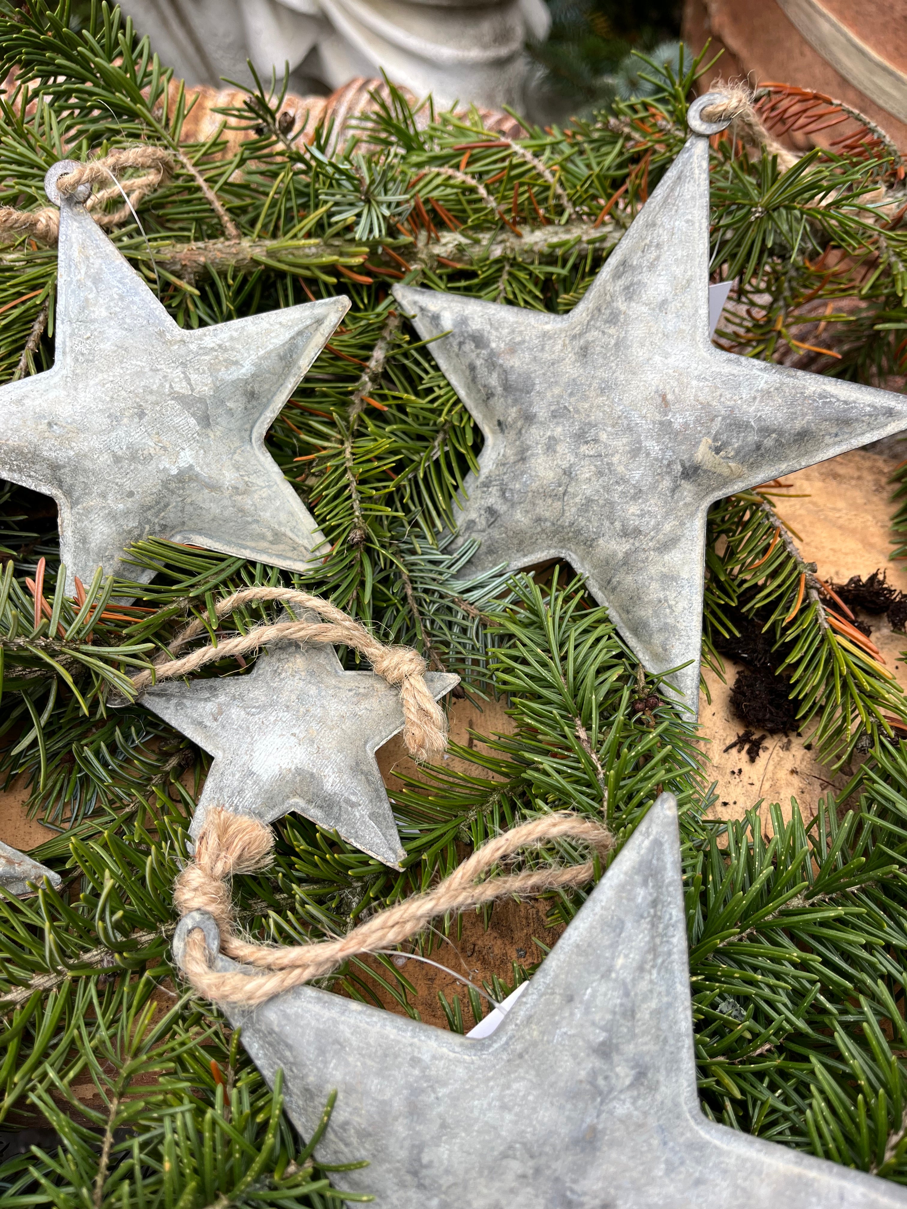 Kerst sterren zink, set van 3 maten, ACTIEPRIJS!