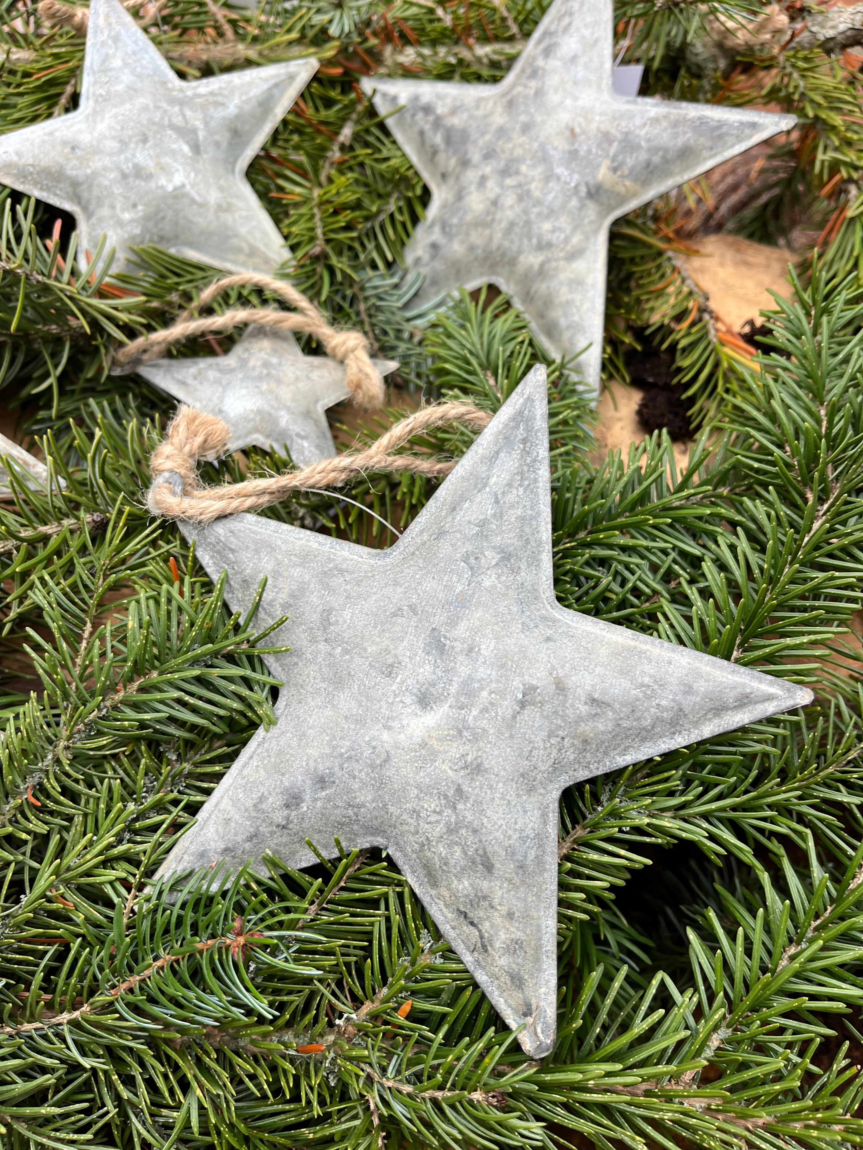 Kerst sterren zink, set van 3 maten, ACTIEPRIJS!