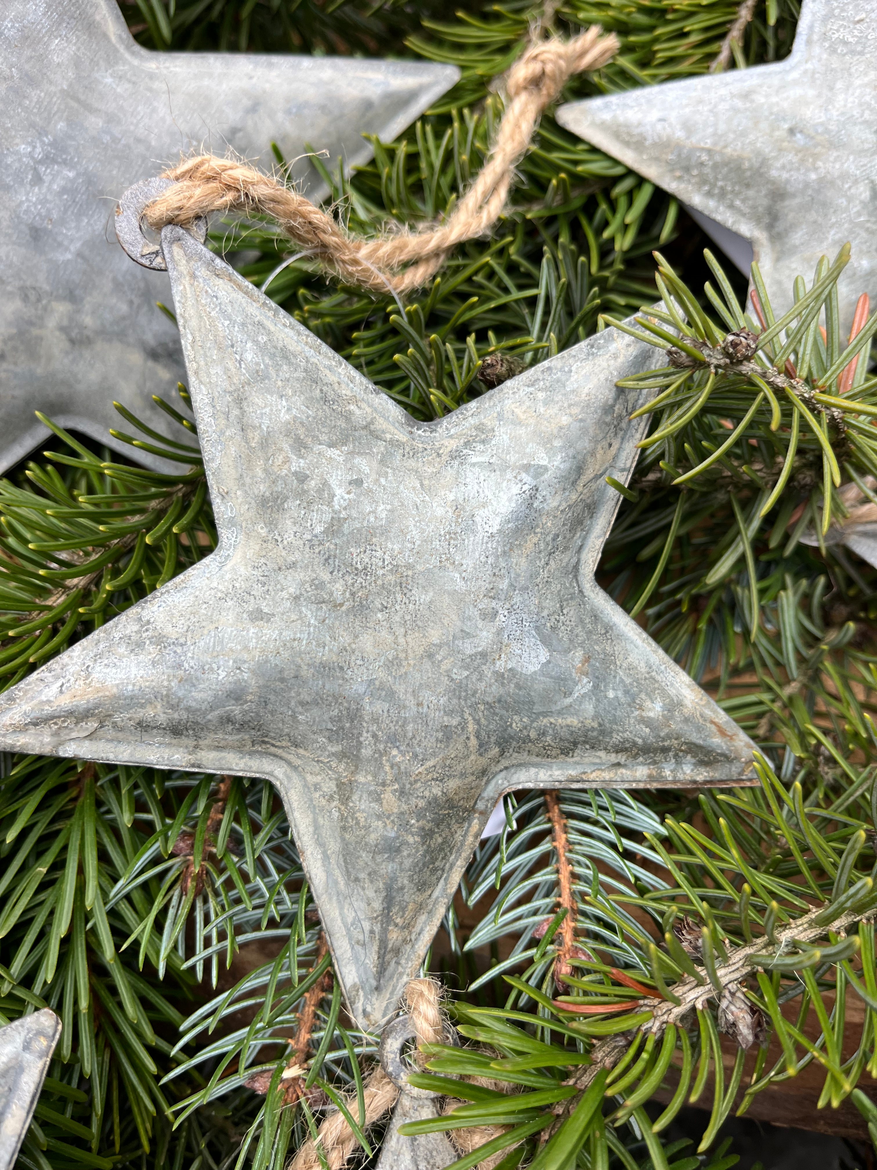 Kerst sterren zink, set van 3 maten, ACTIEPRIJS!