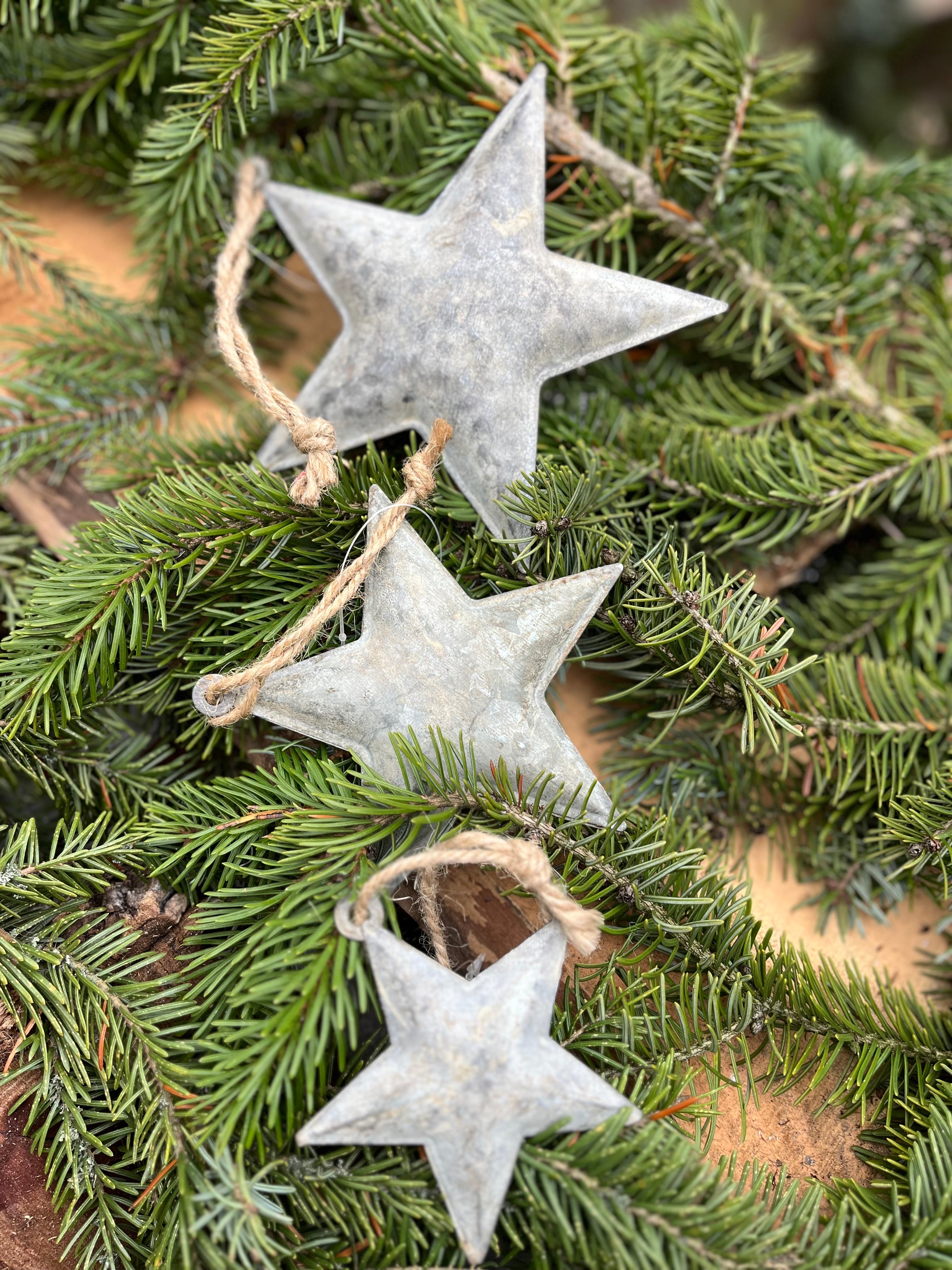 Kerst sterren zink, set van 3 maten, ACTIEPRIJS!