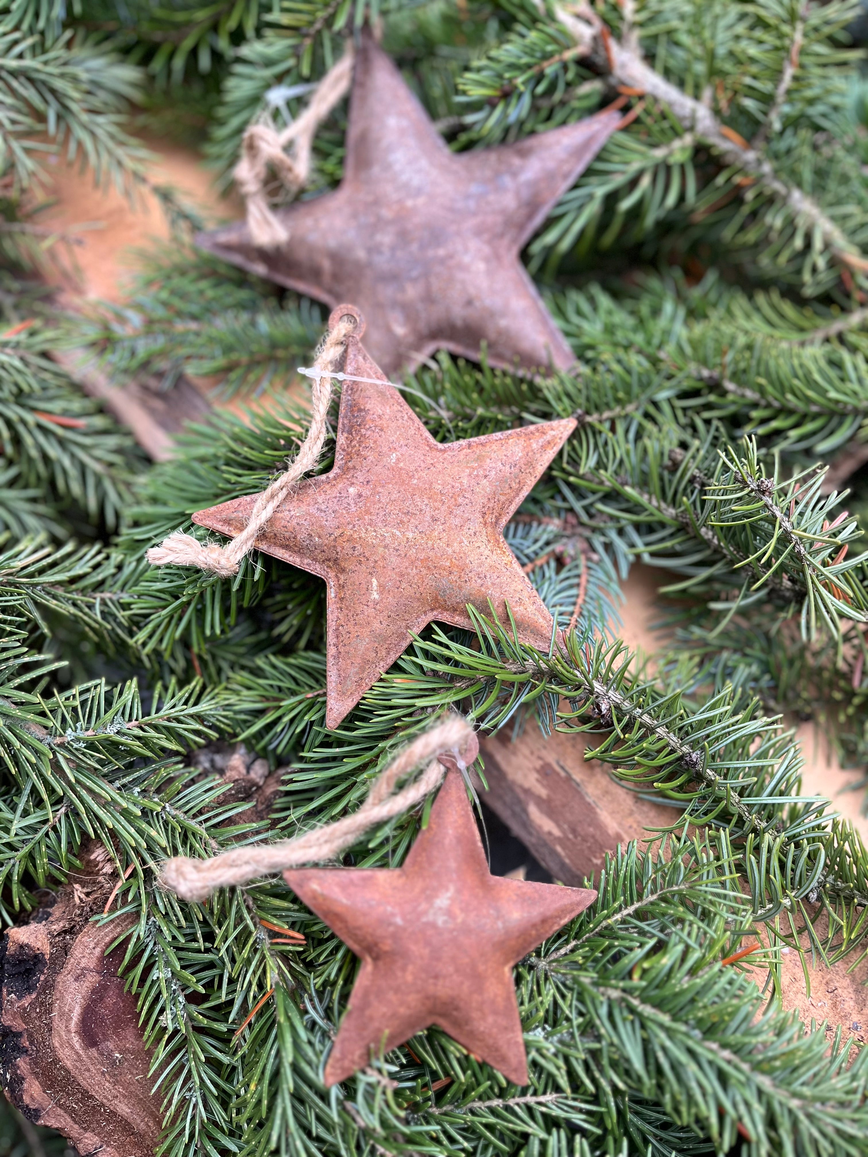 Kerst Sterren roest - set van 3 maten, ACTIEPRIJS!