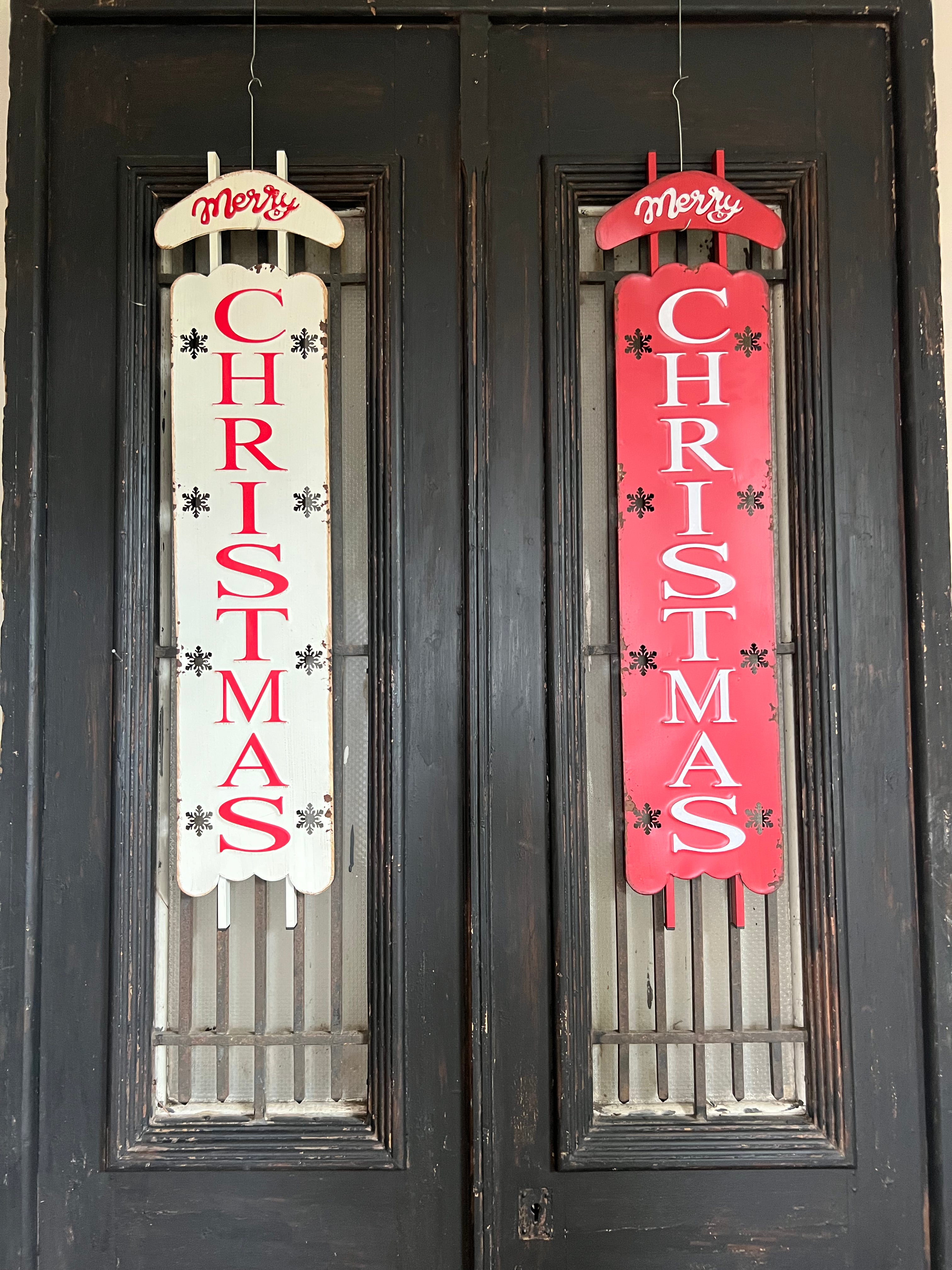 IJzeren Wanddecoratie: Merry Christmas Rood - Brocante bij Ingie
