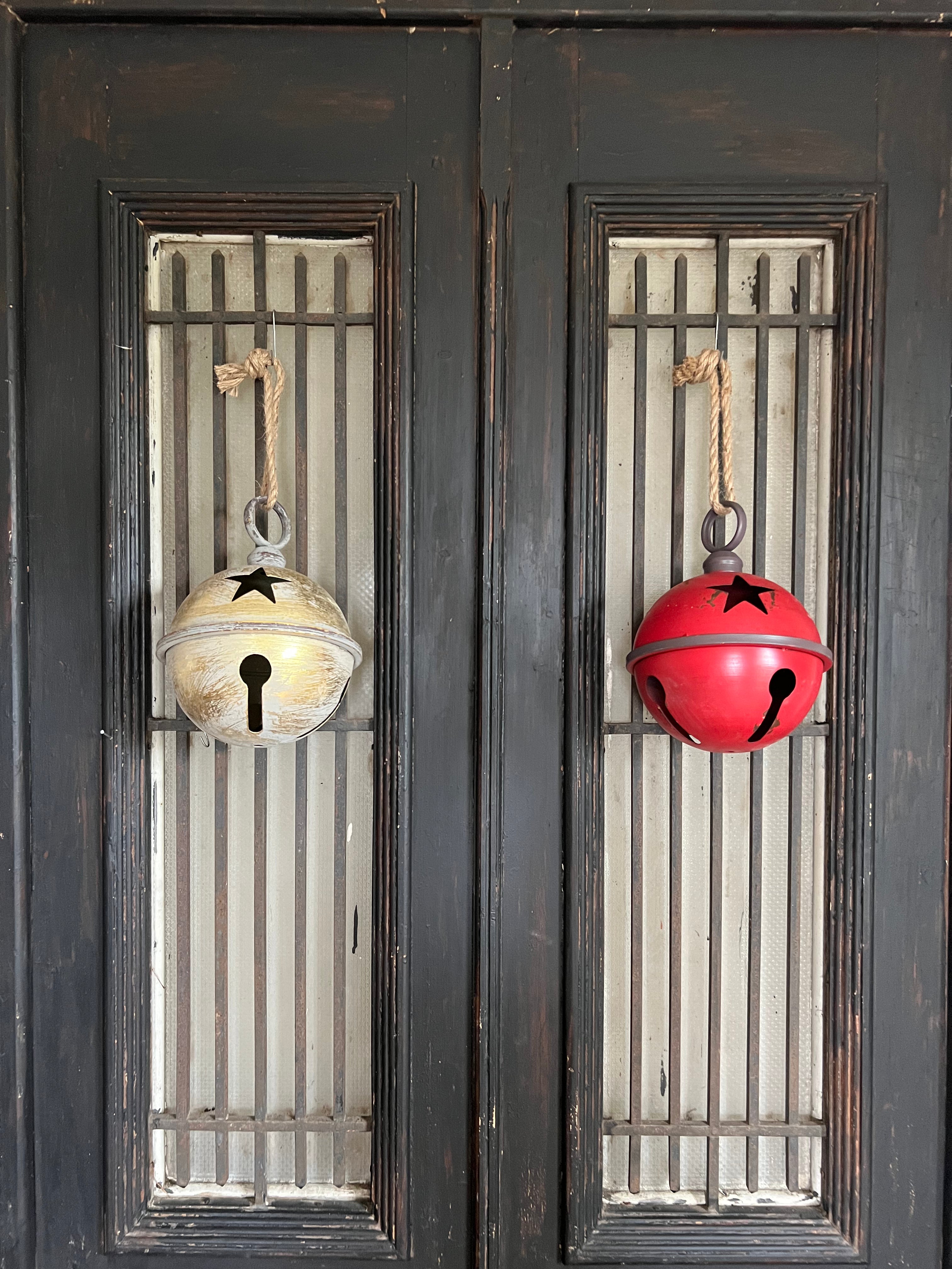 Kerstbal ijzer rood - Brocante bij Ingie