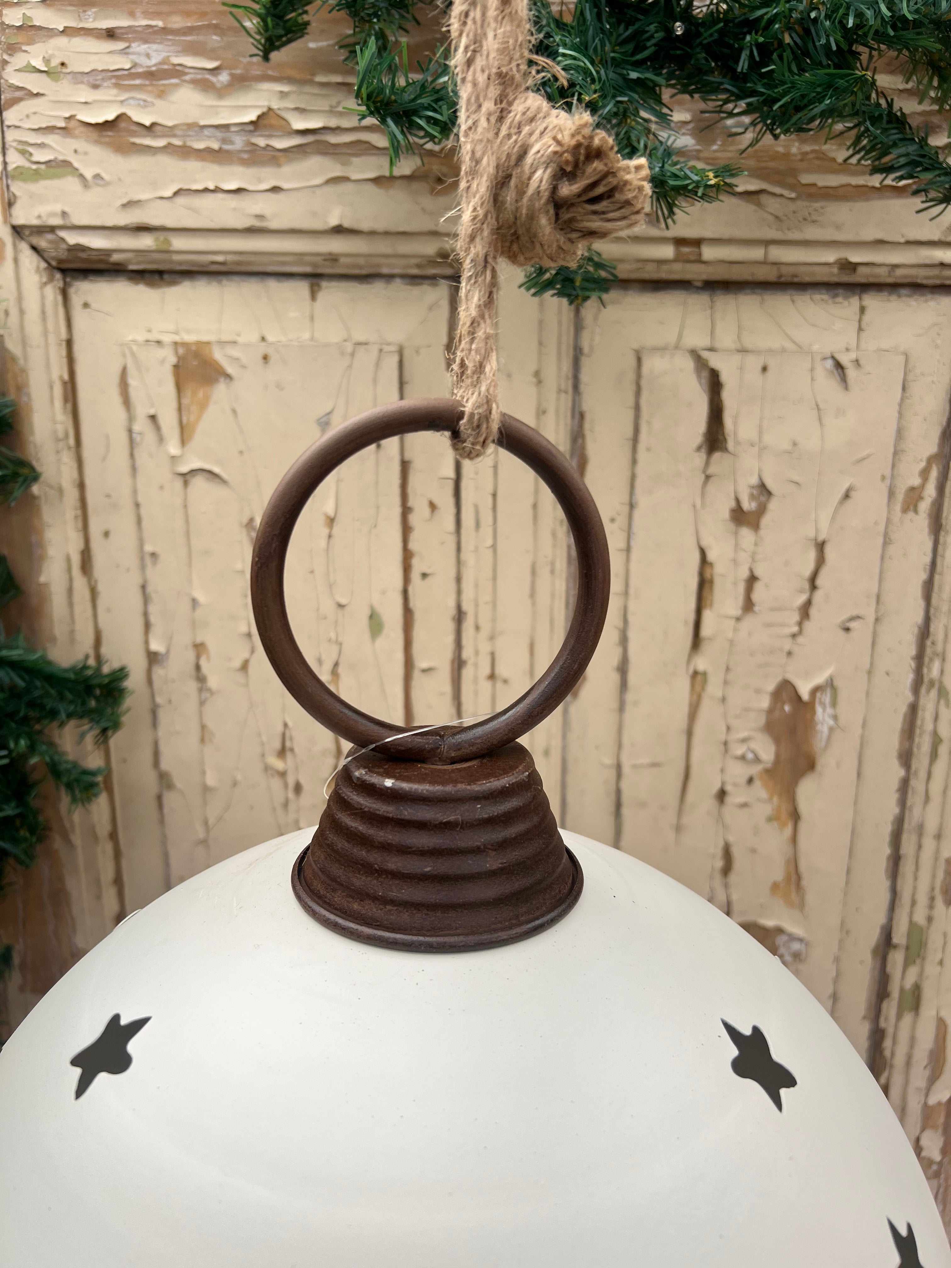 Kerstbal kerst bal ijzer wit met tekst NOEL - Brocante bij Ingie