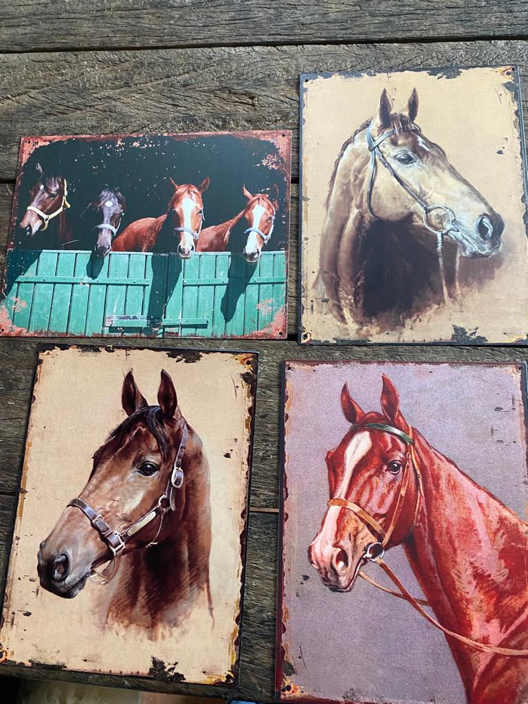 tekstbord metaal ; HORSE/PAARD - Brocante bij Ingie