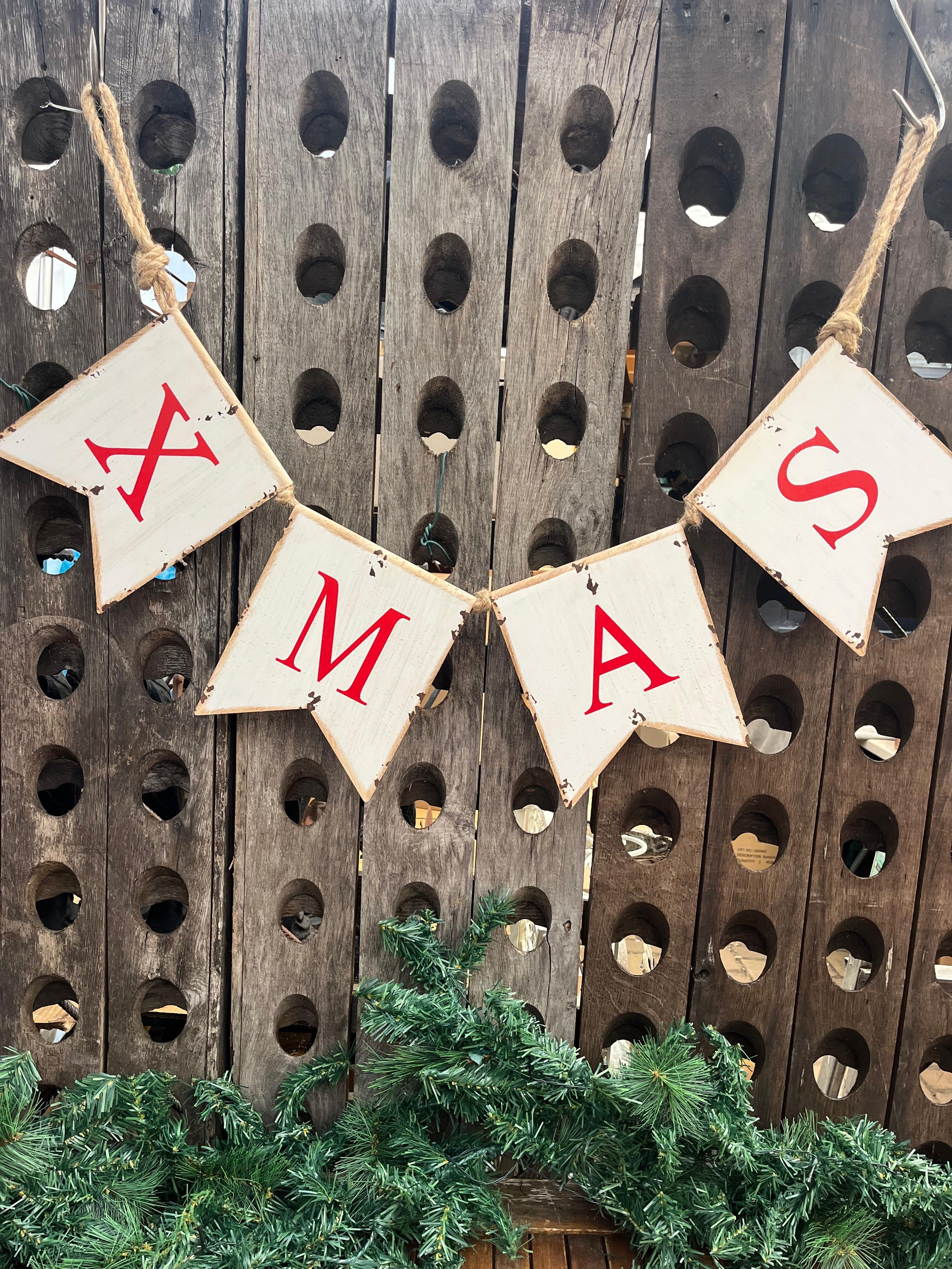 Kerst slinger van ijzer met tekst 'XMAS' - Brocante bij Ingie