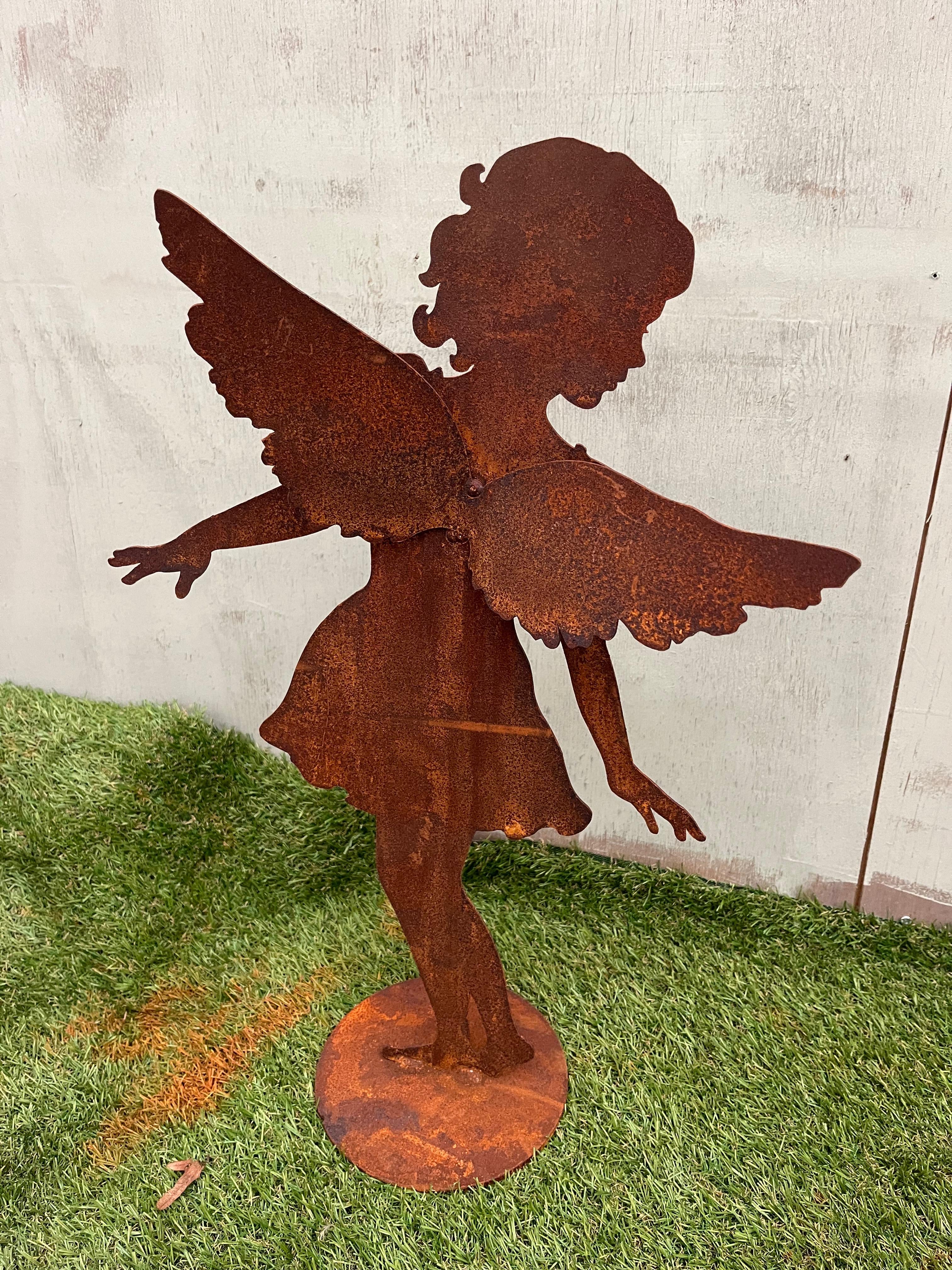 Engel op plaat van eco roest - Brocante bij Ingie