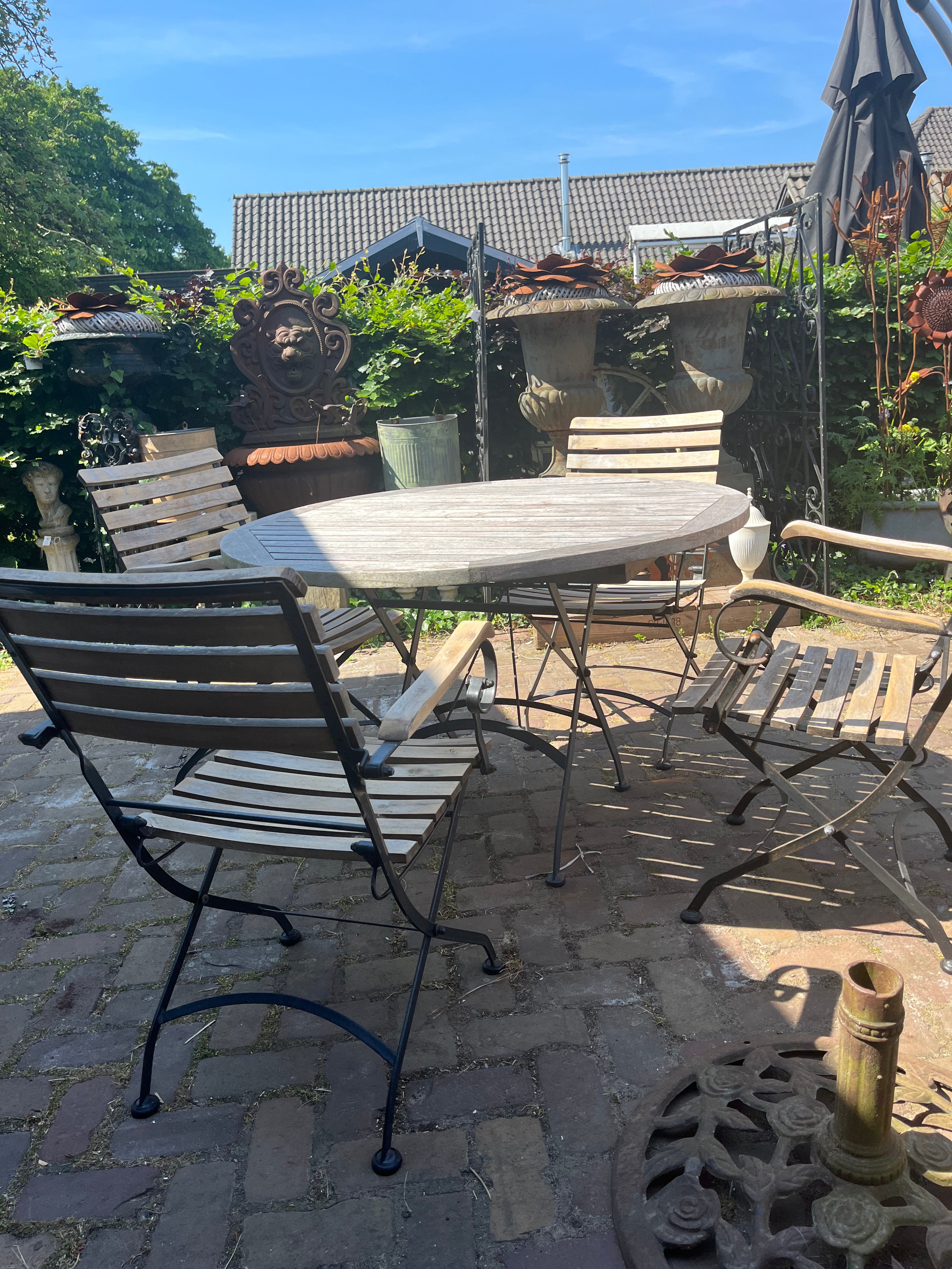 Tuinset inklapbaar tafel met 4 stoelen - Brocante bij Ingie